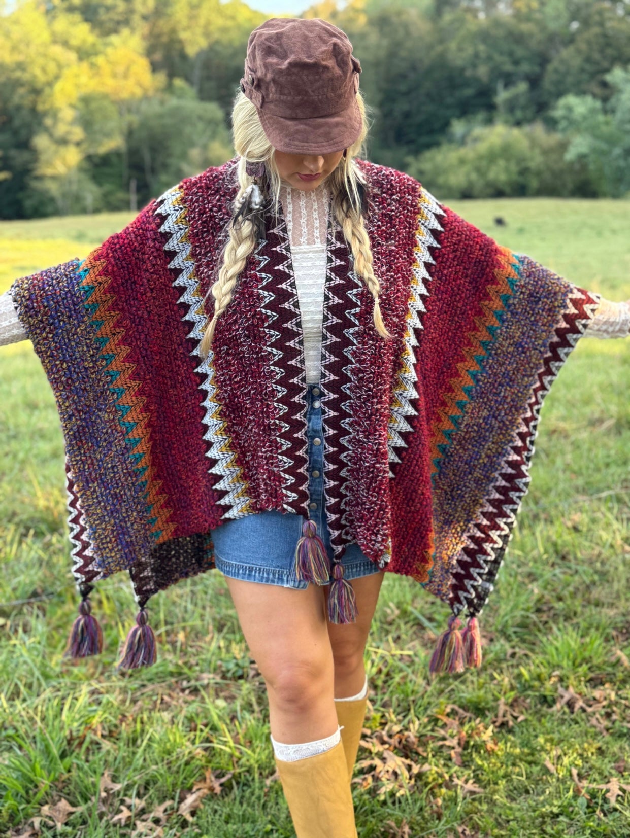 Boheme Soul Crochet Kimono in Red