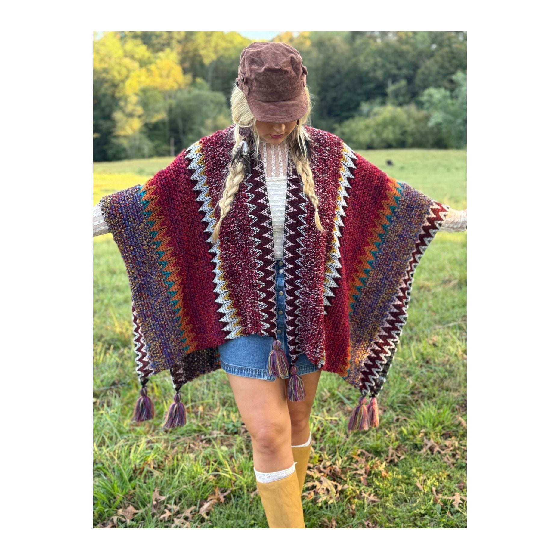 Boheme Soul Crochet Kimono in Red