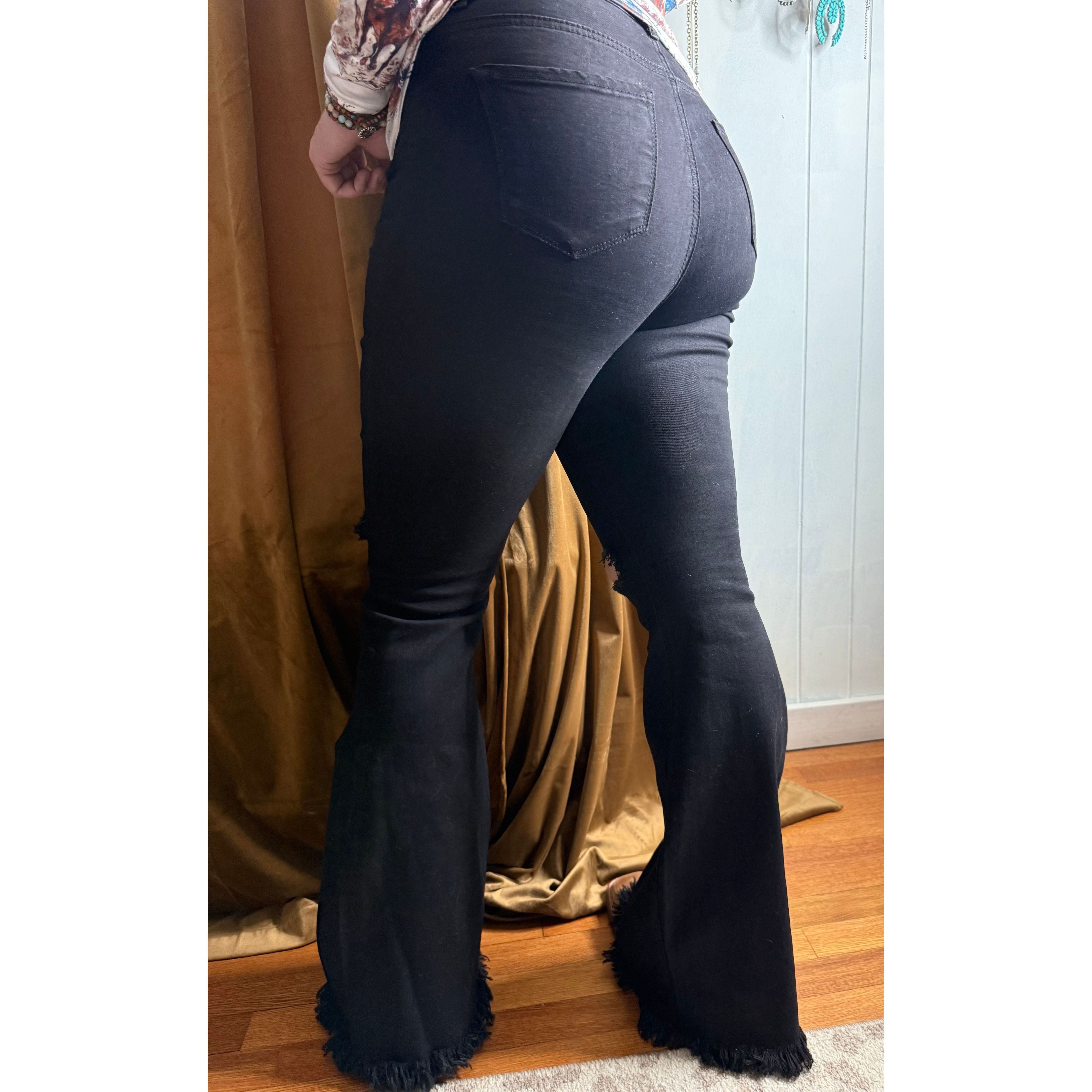 The Steele High Waisted Black Bell Bottom