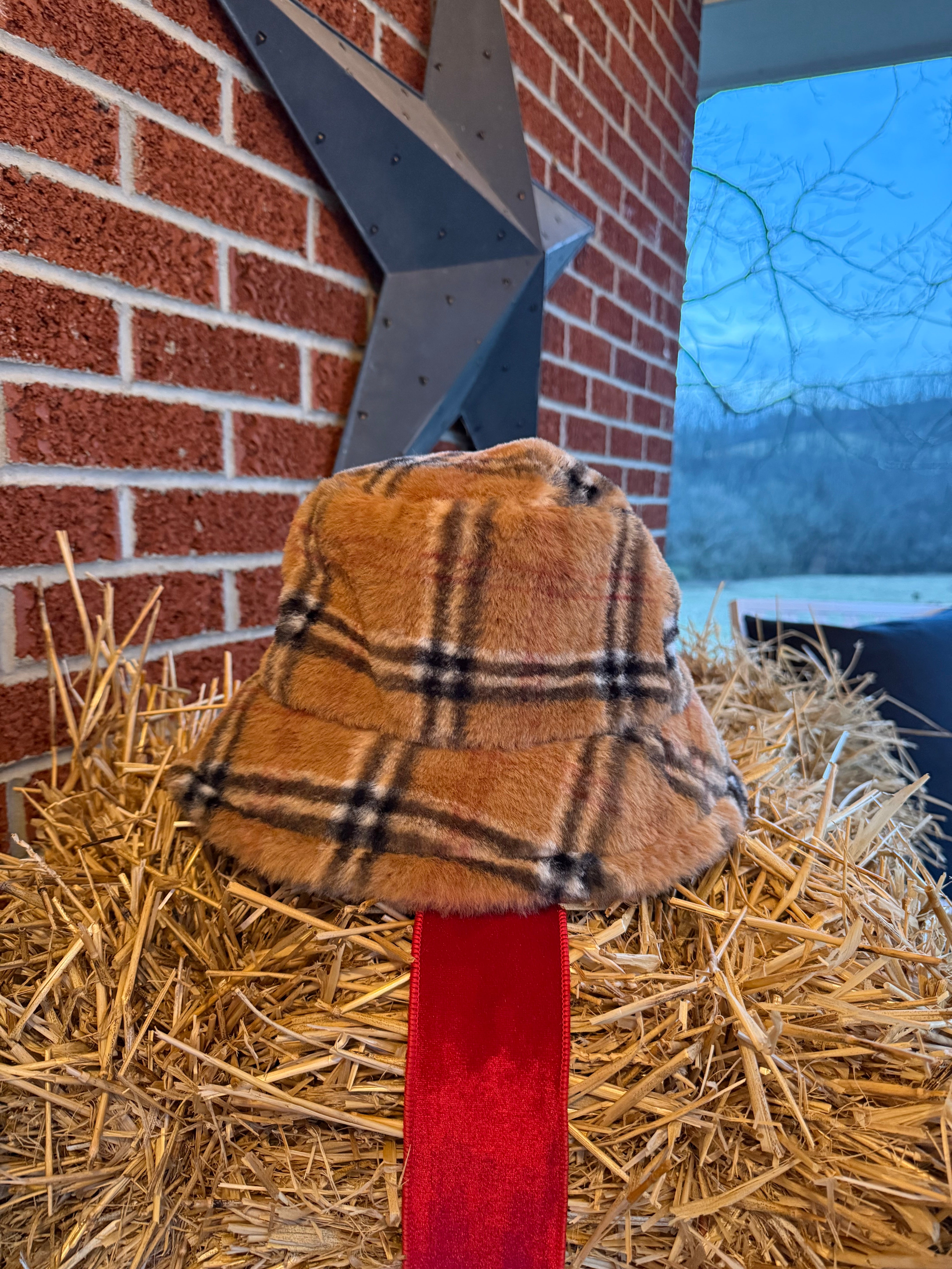 Preppy Plaid Bucket Hat (dark tan)