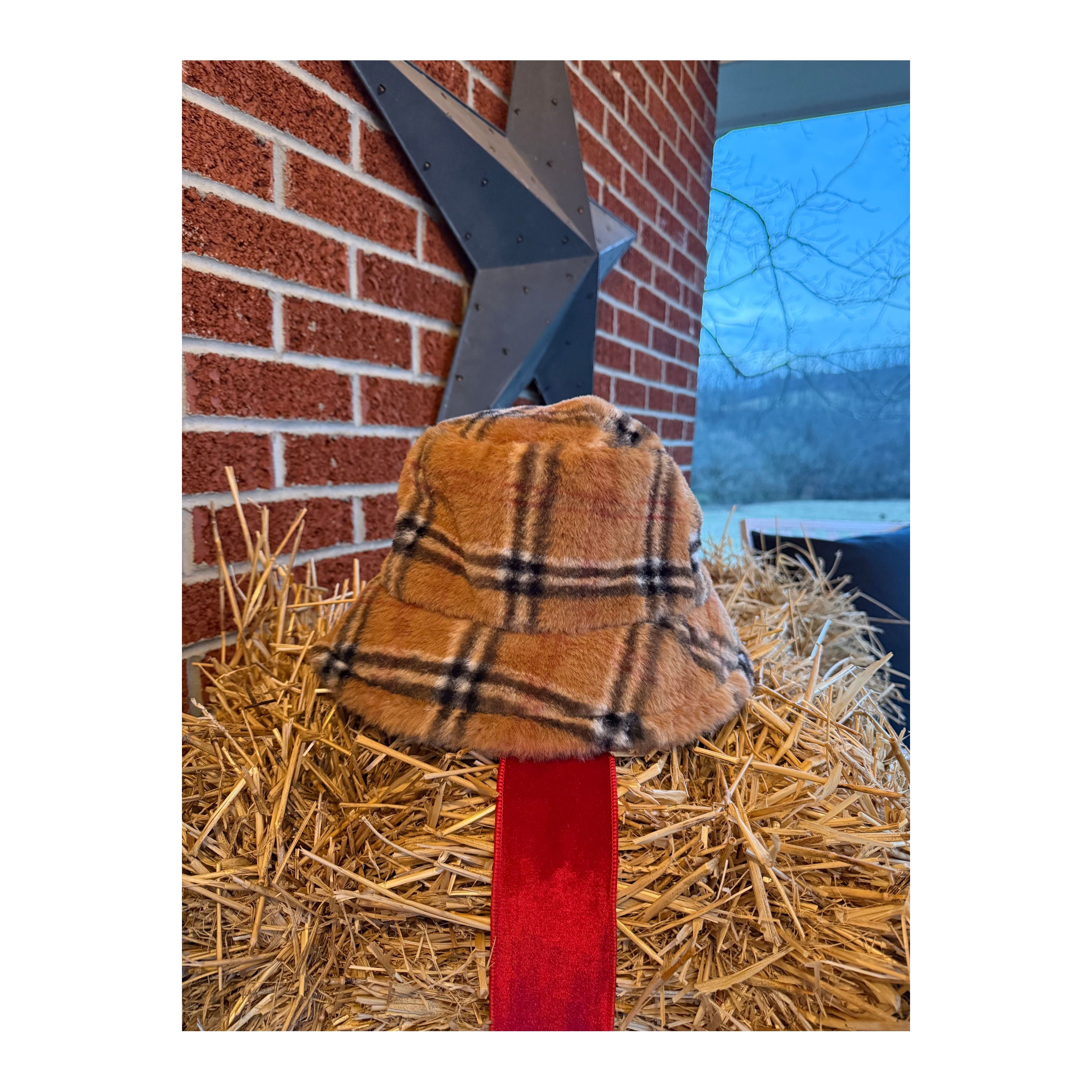 Preppy Plaid Bucket Hat (dark tan)
