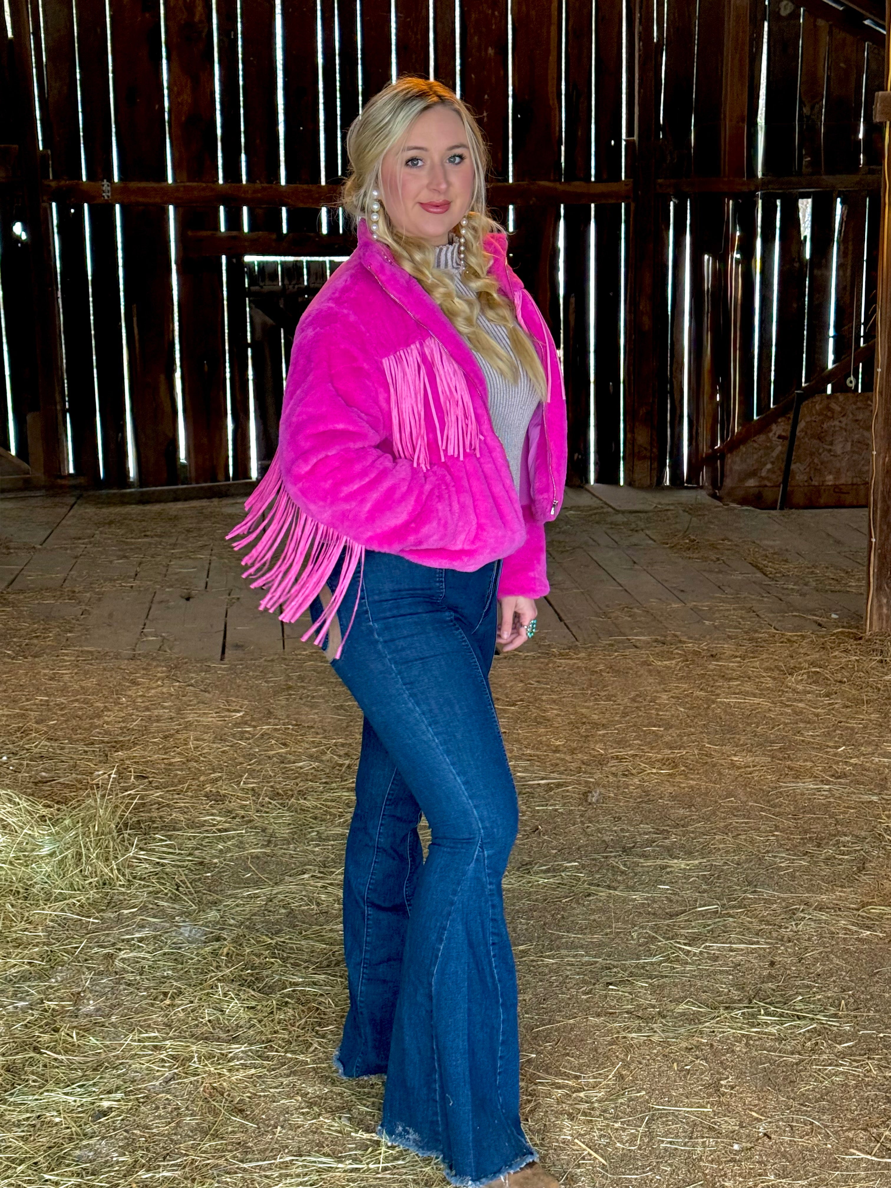 Pink Soft Fringe Jacket
