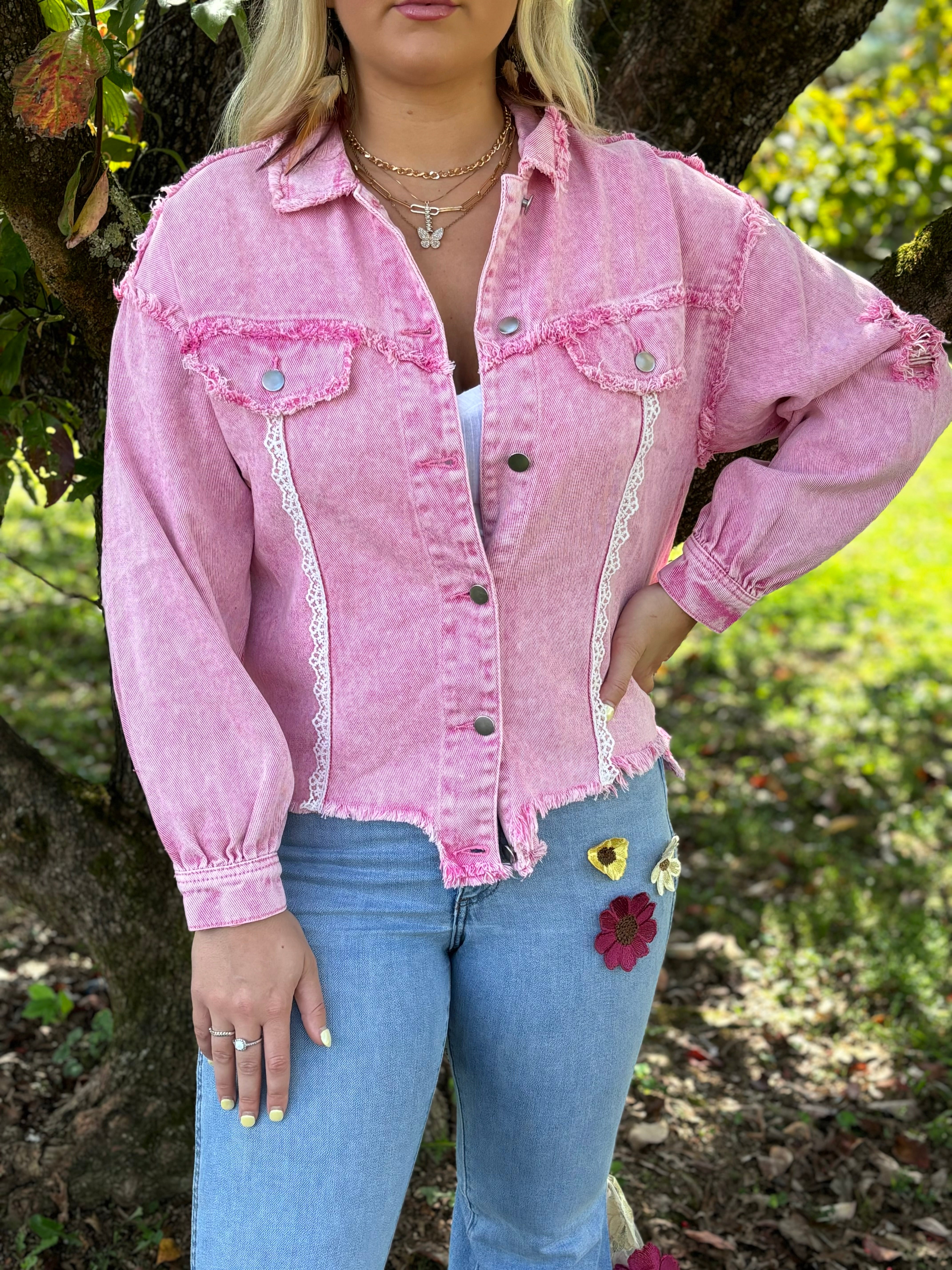 The Lolita Pink Lace Trim Shacket