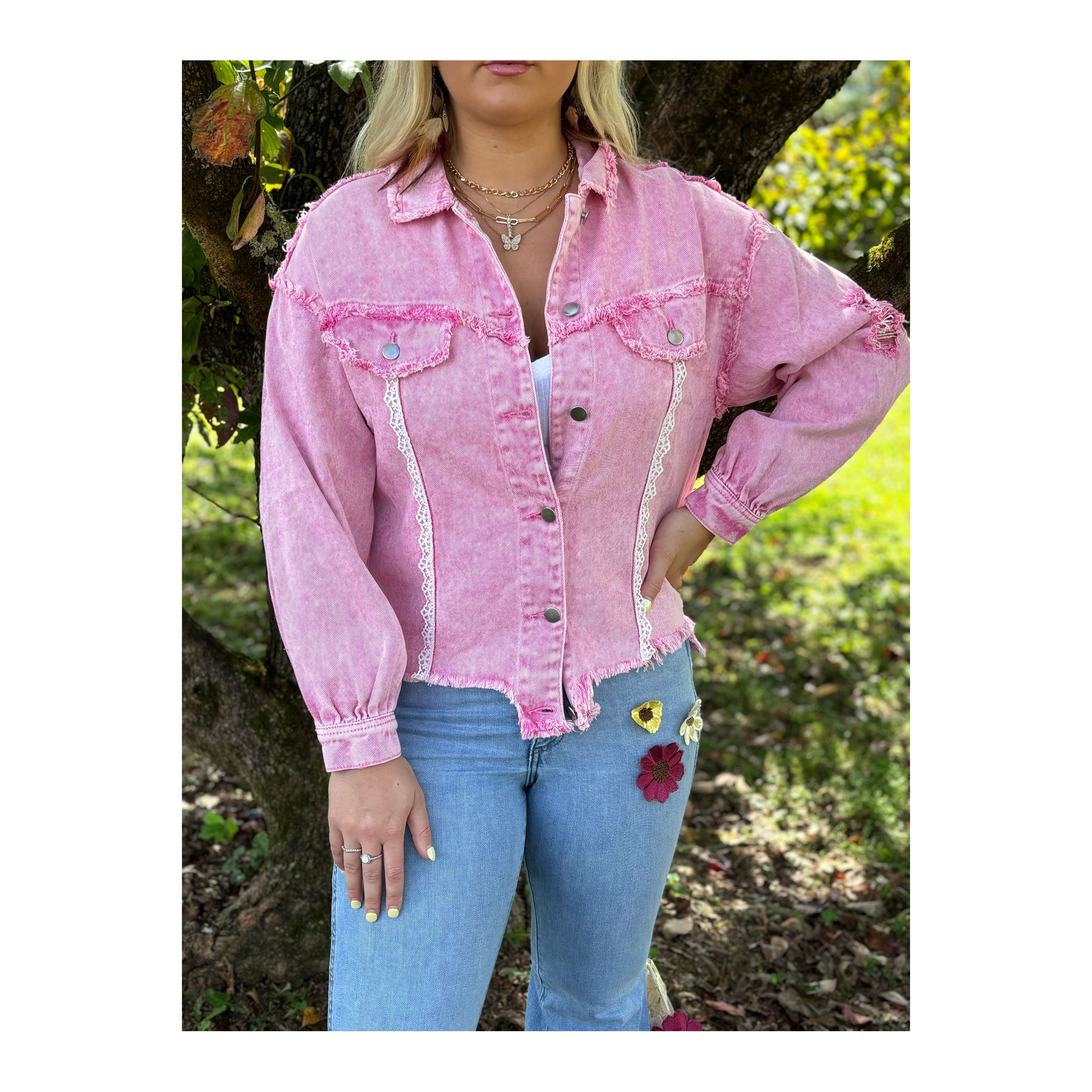 The Lolita Pink Lace Trim Shacket