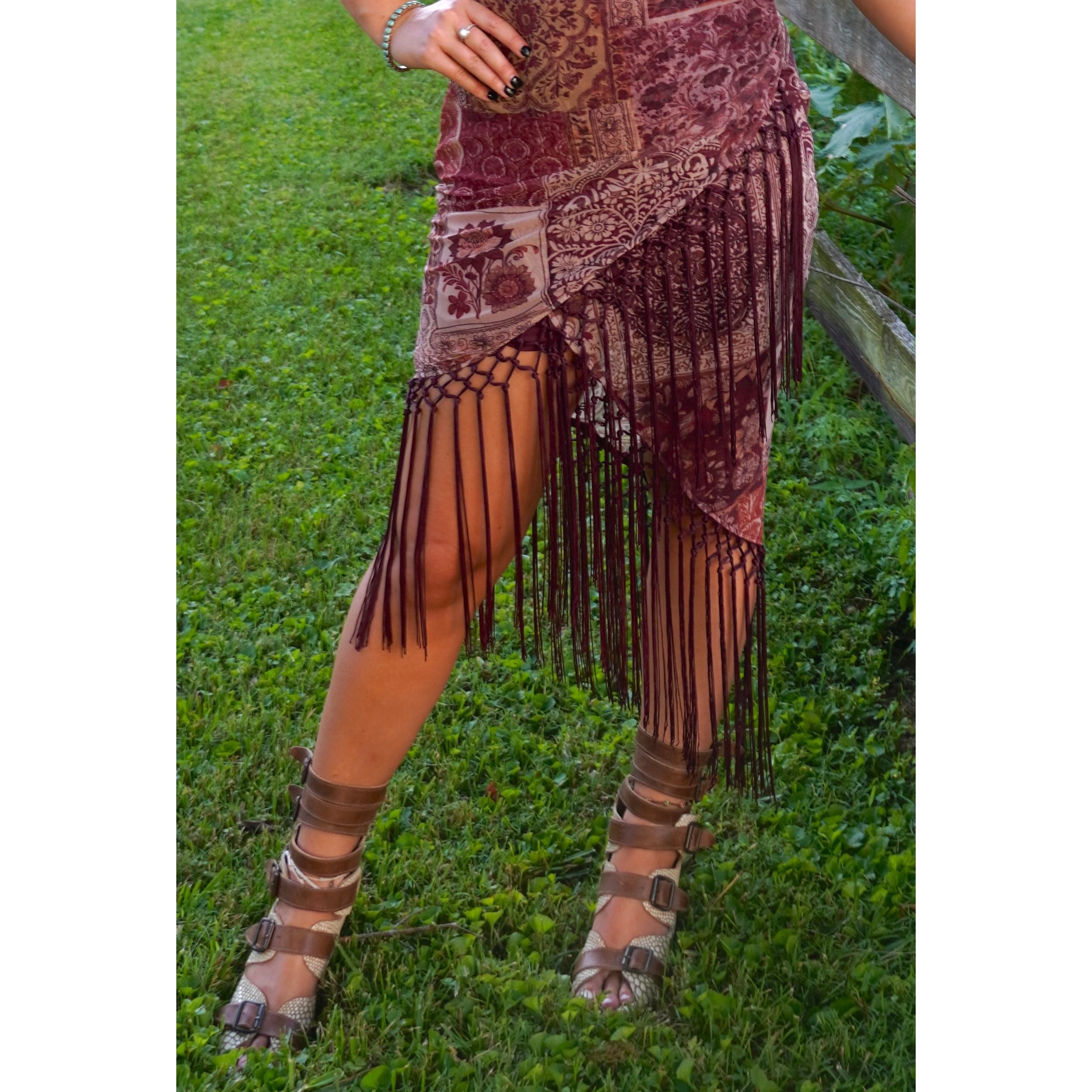 Bohemian Patchwork Fringe Dress