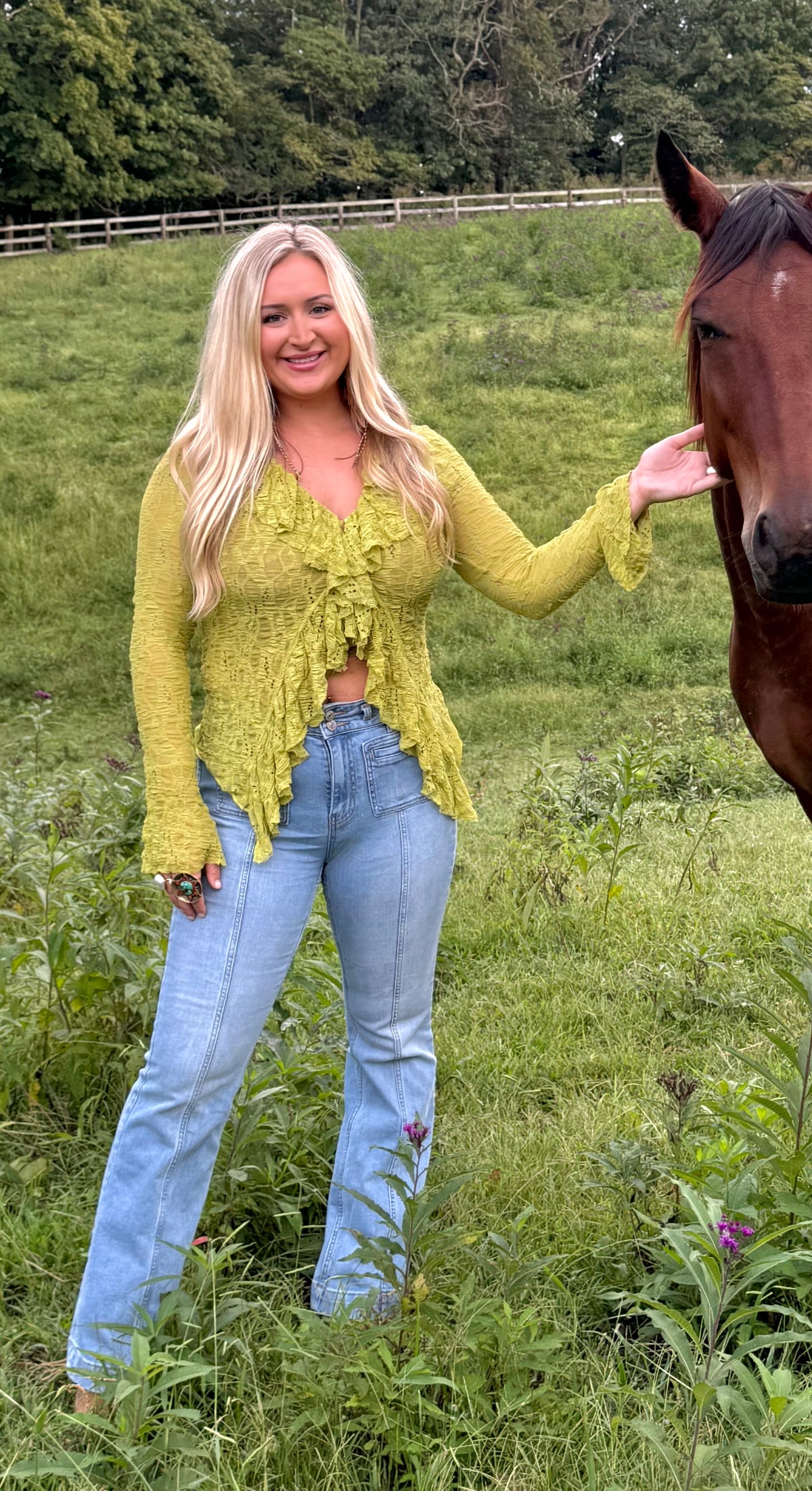 Sunlit Sage Lace Top