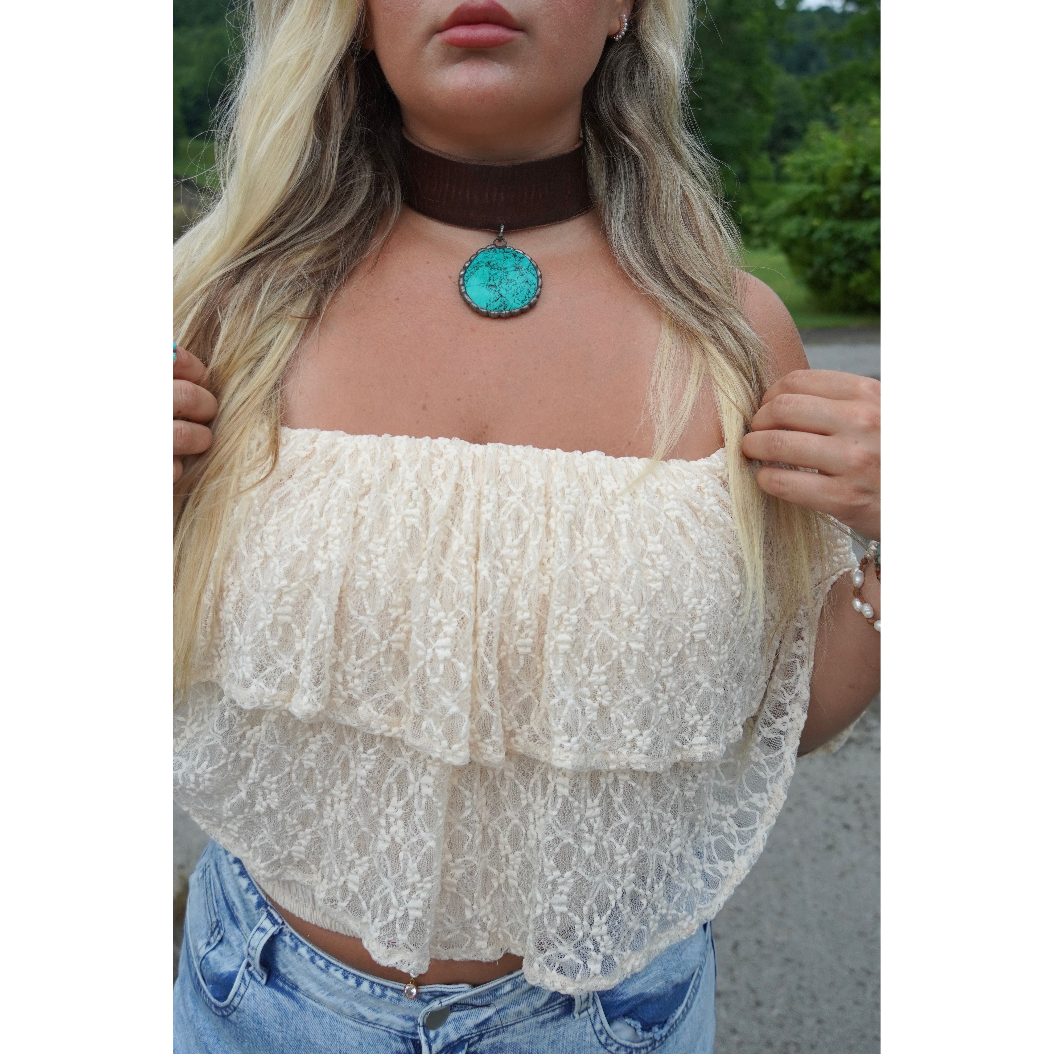 Dark Leather Turquoise Choker