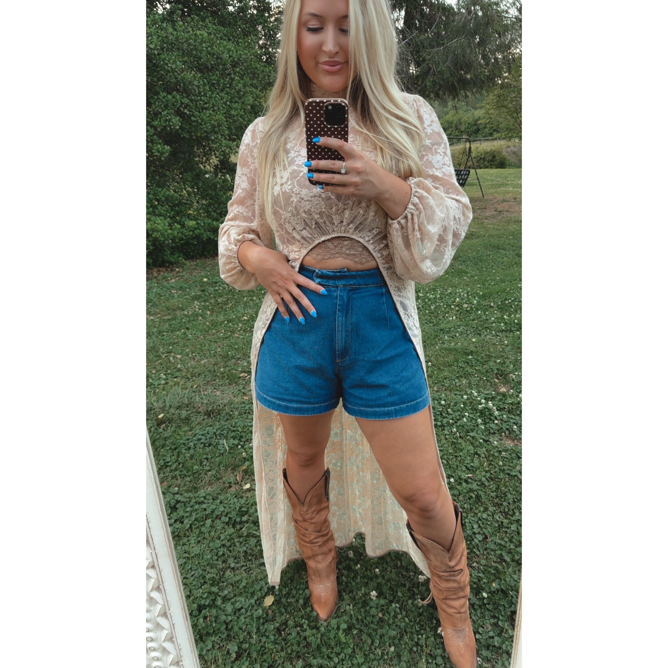 Retro High Rise Jean Shorts
