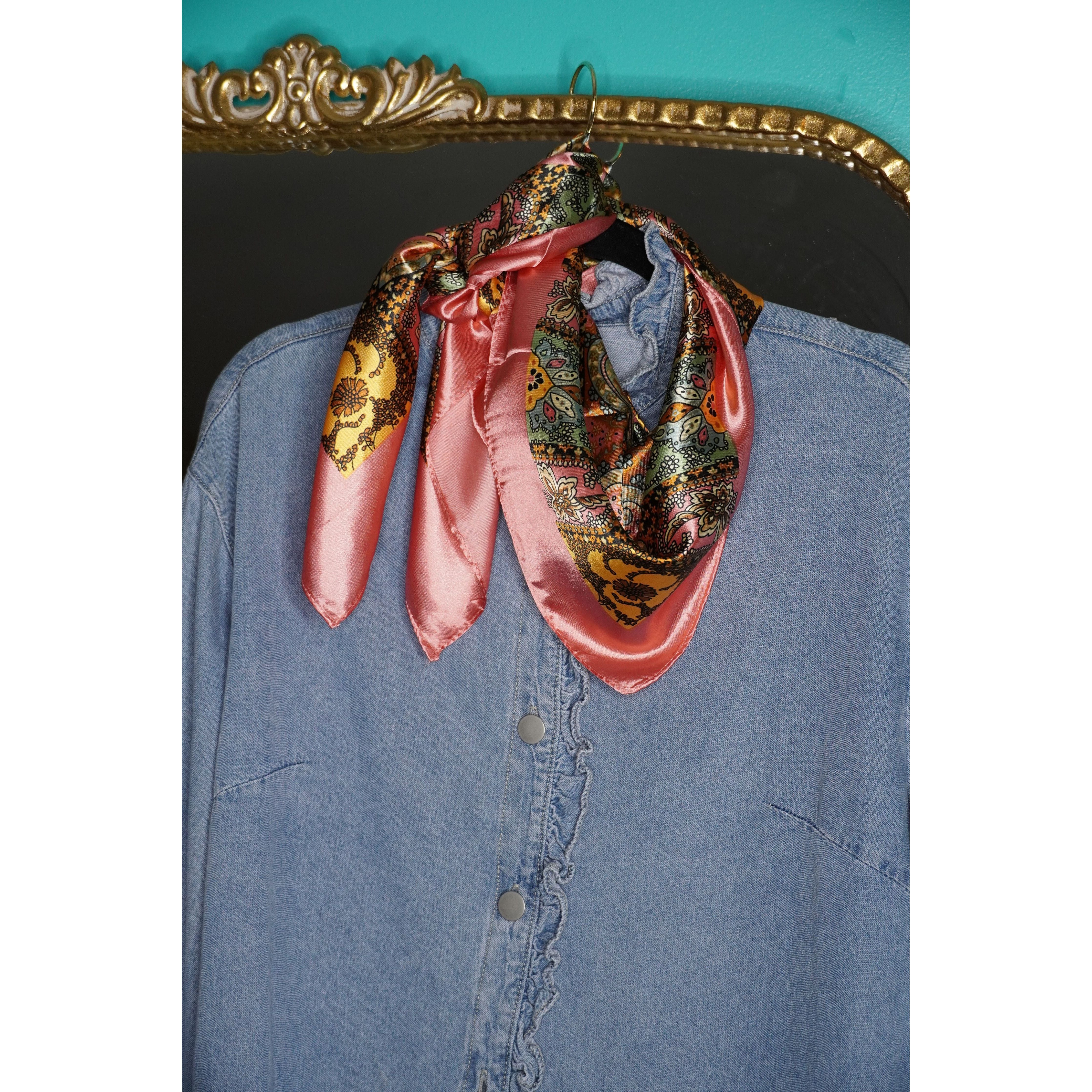 Pink Paisley Printed Satin Scarf