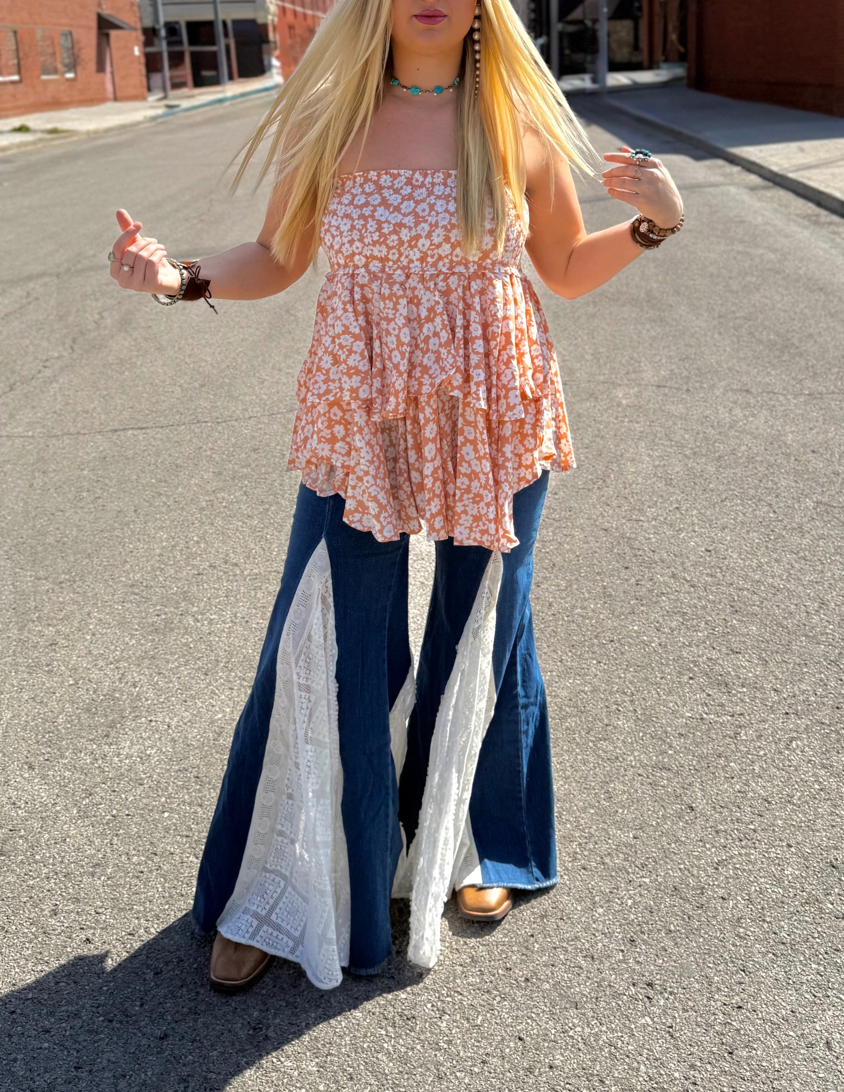 My Dream Bell Bottom White Lace