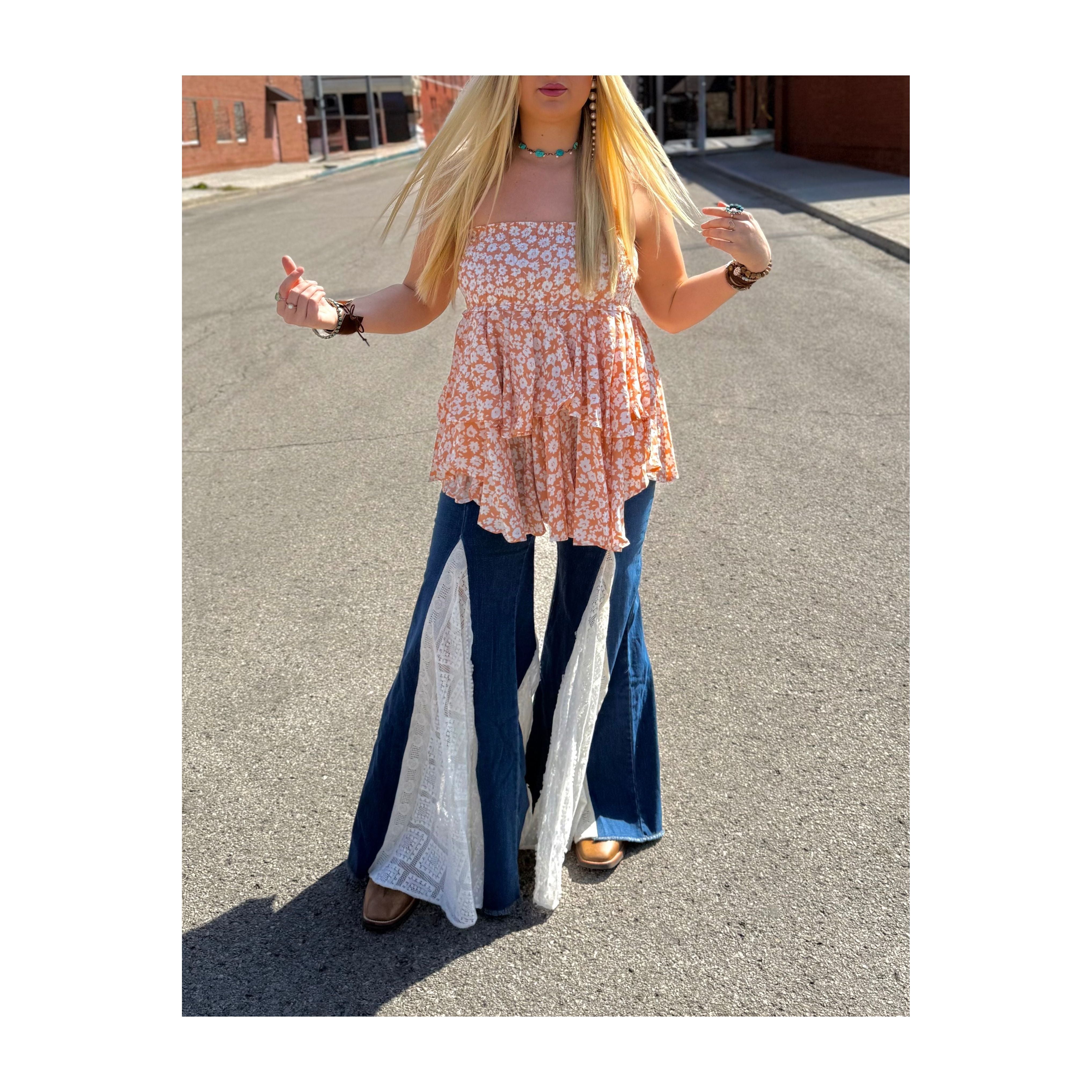 My Dream Bell Bottom White Lace