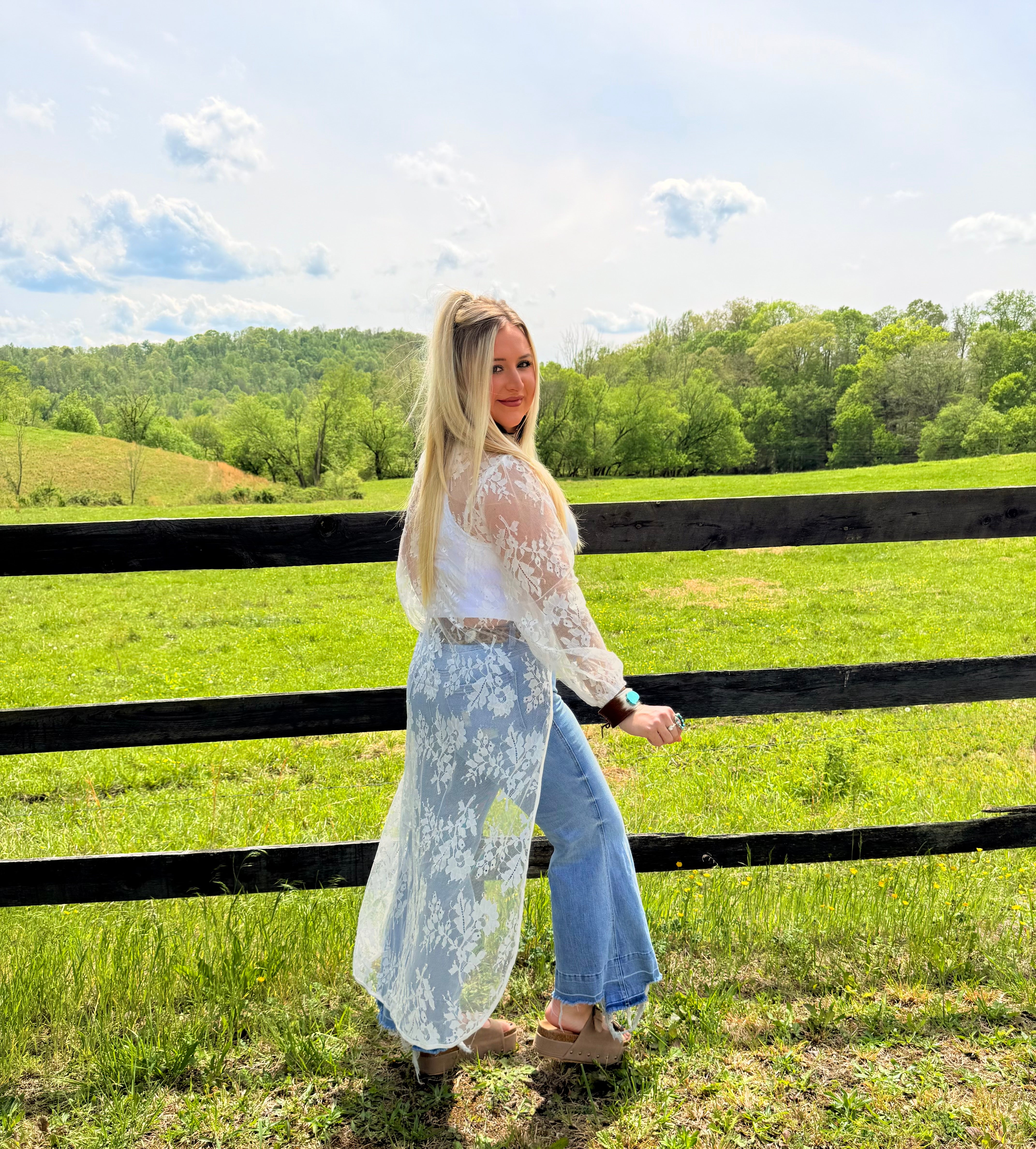 Rhiannon High Low Lace Sheer Top