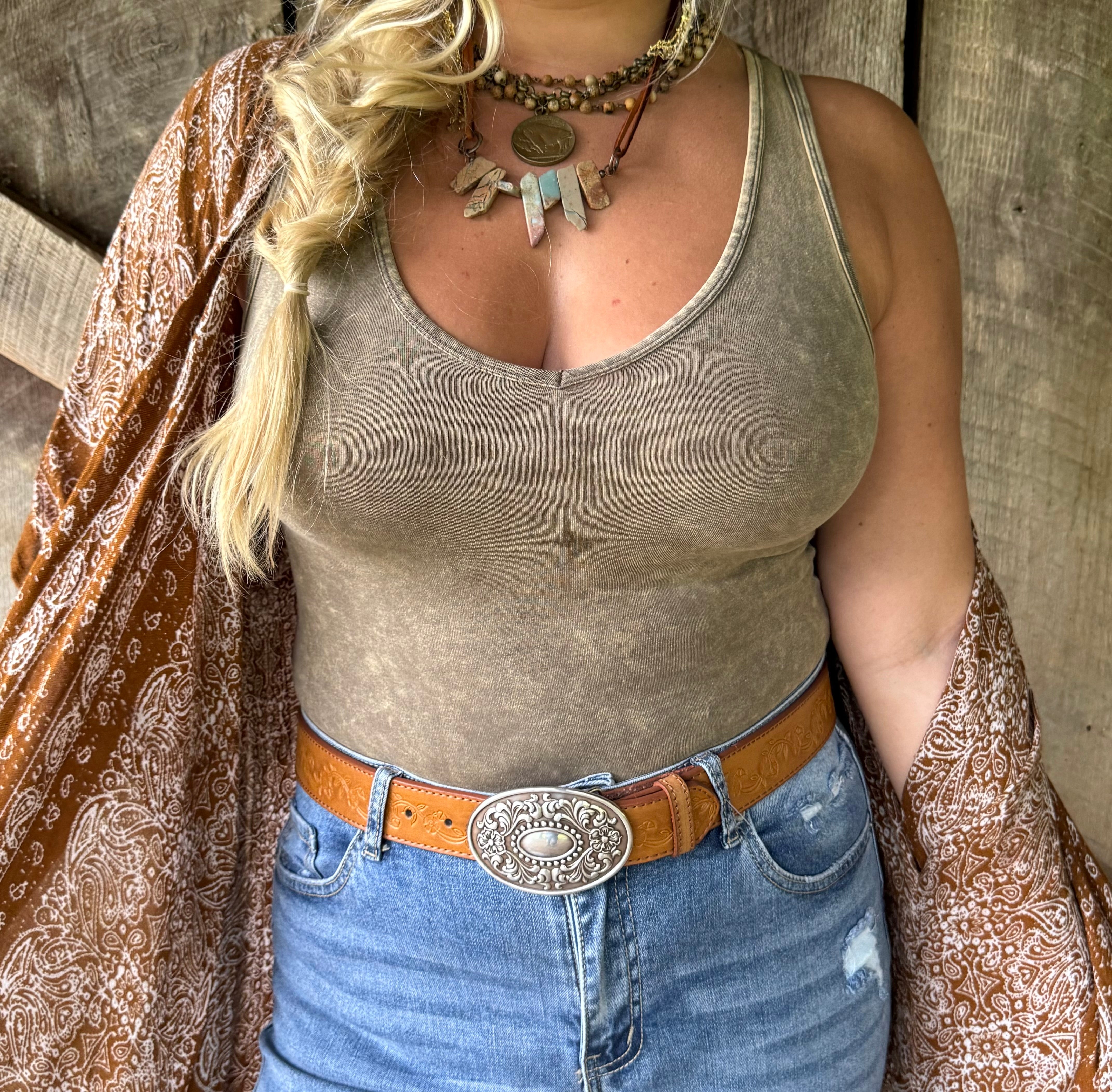 Zenana Olive Washed Bodysuit