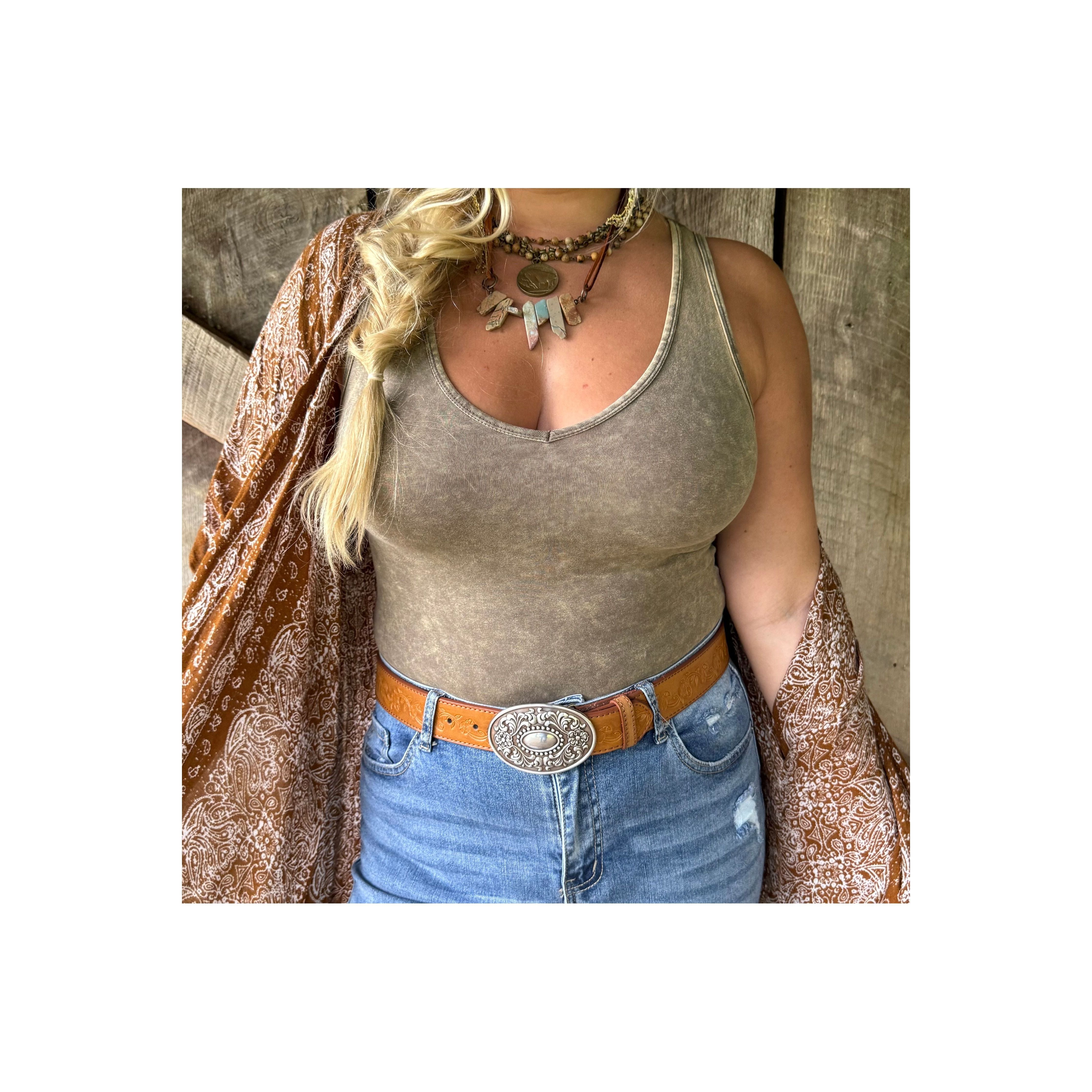 Zenana Olive Washed Bodysuit