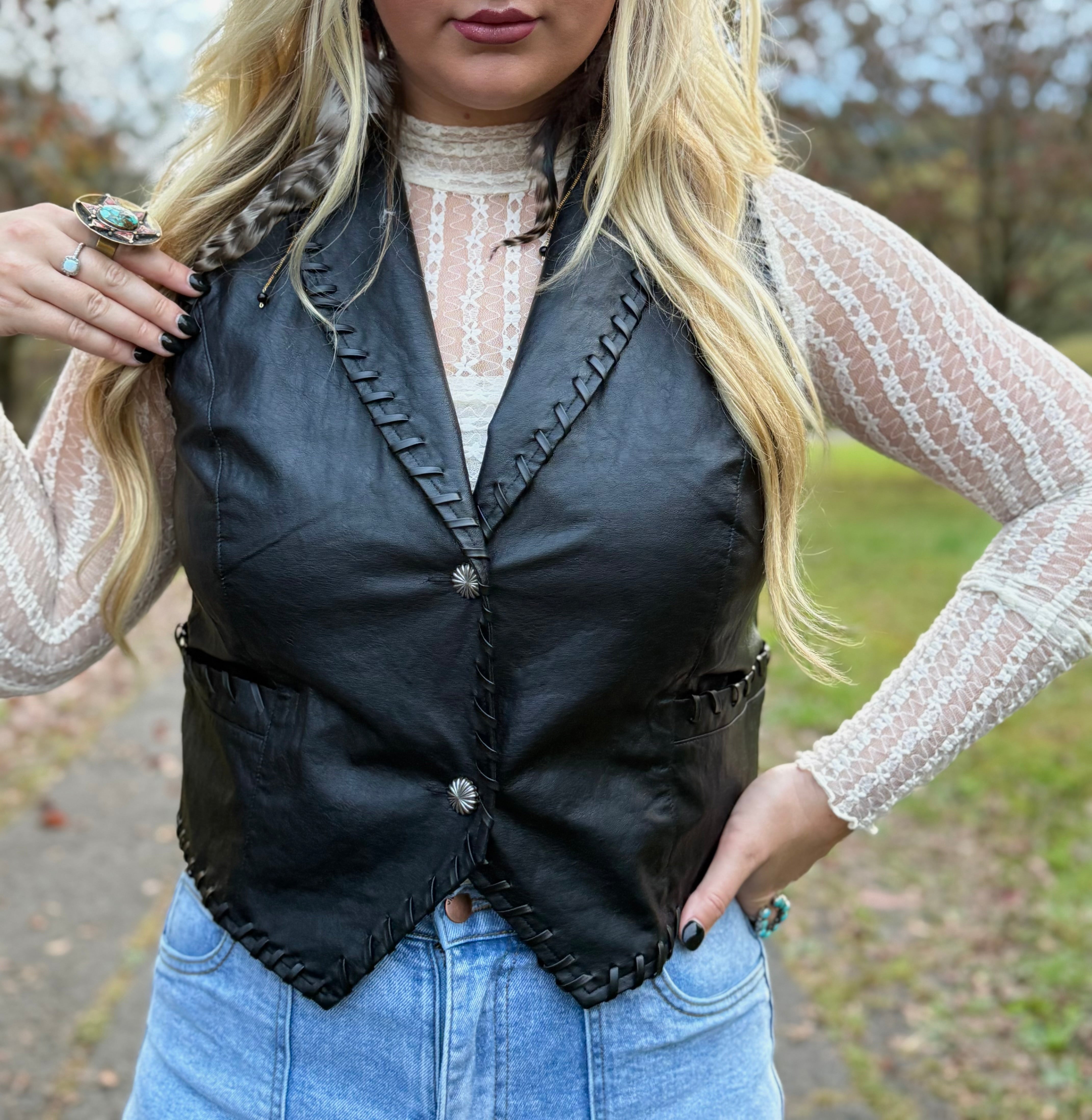 Midnight Black Western Vest