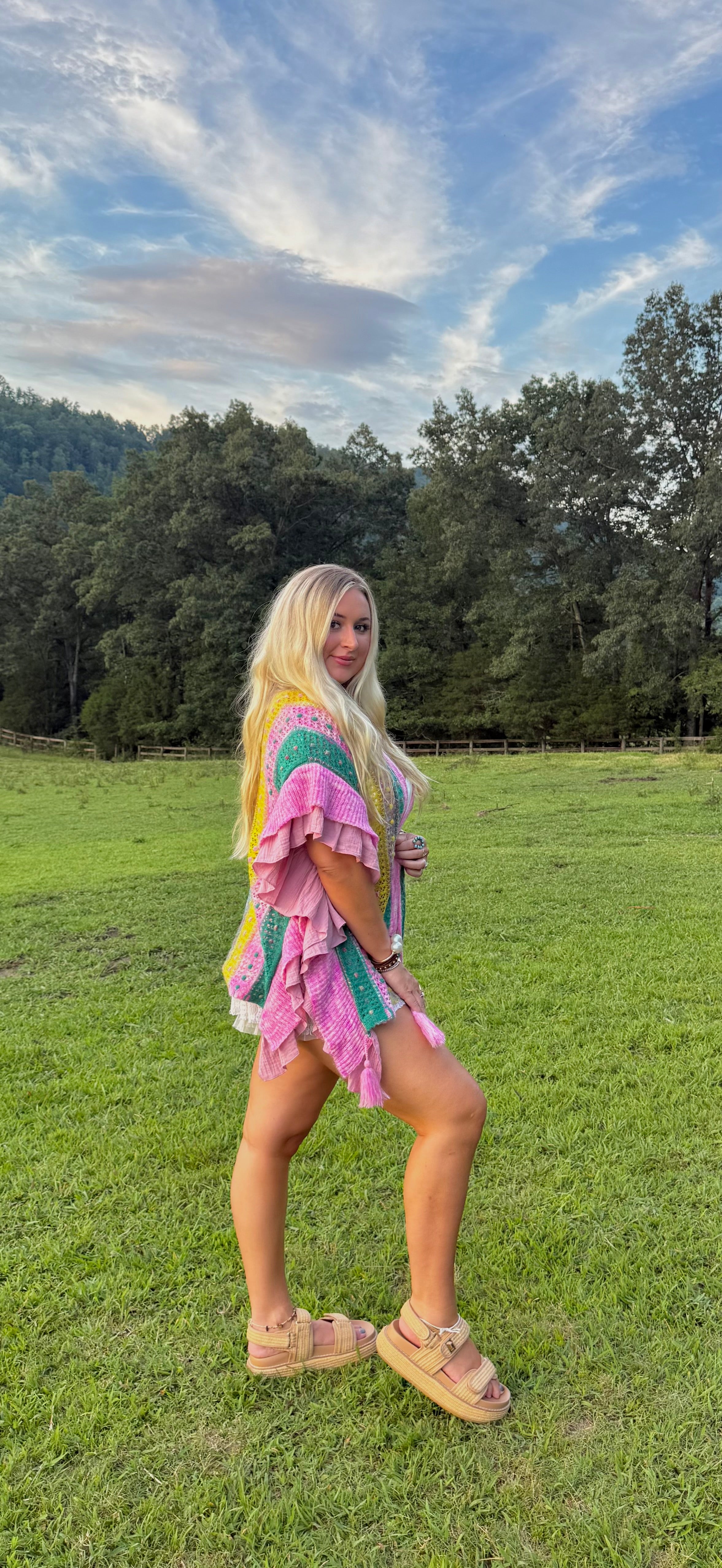 POL: Summer Lovin Pink Ruffled Cardigan