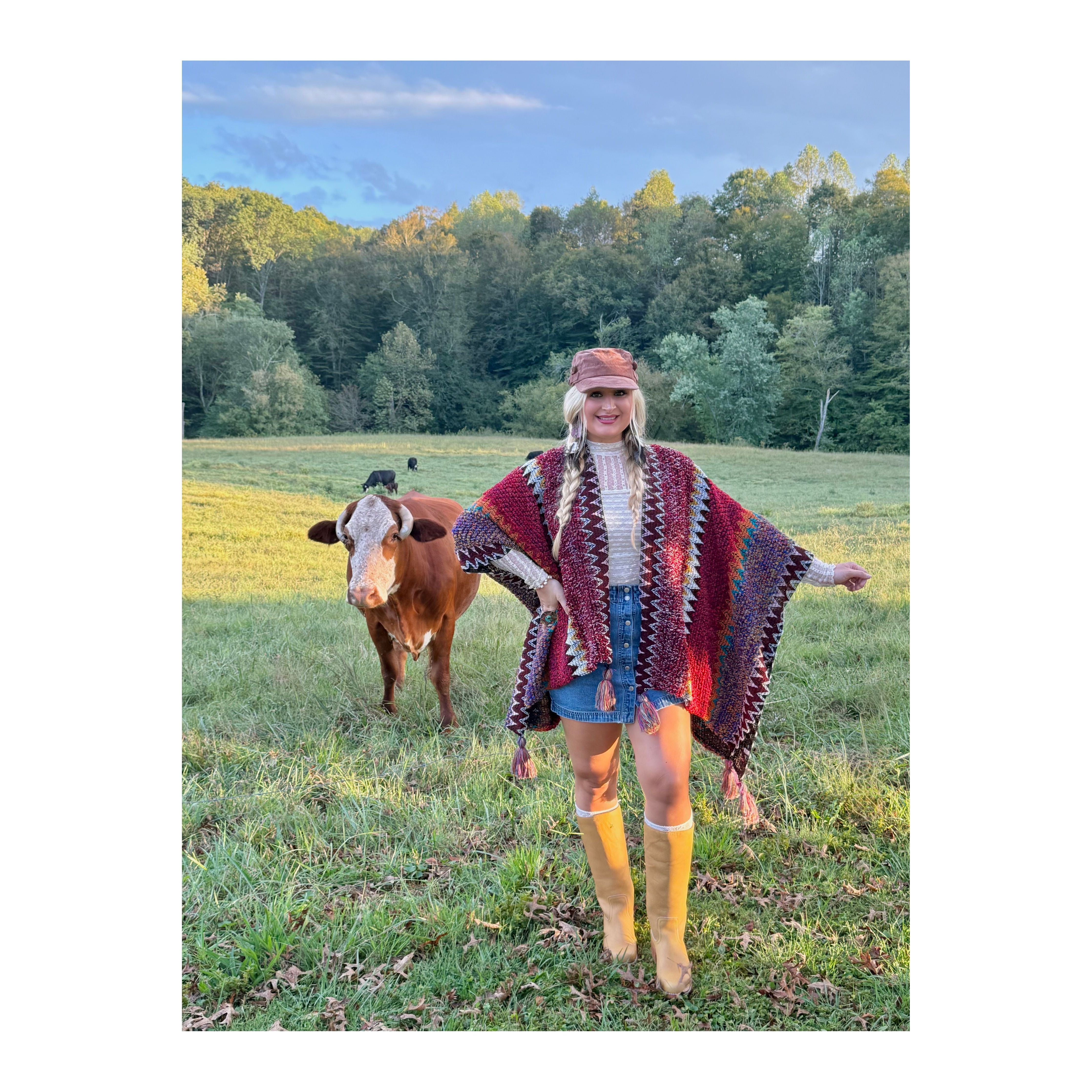 Boheme Soul Crochet Kimono in Red