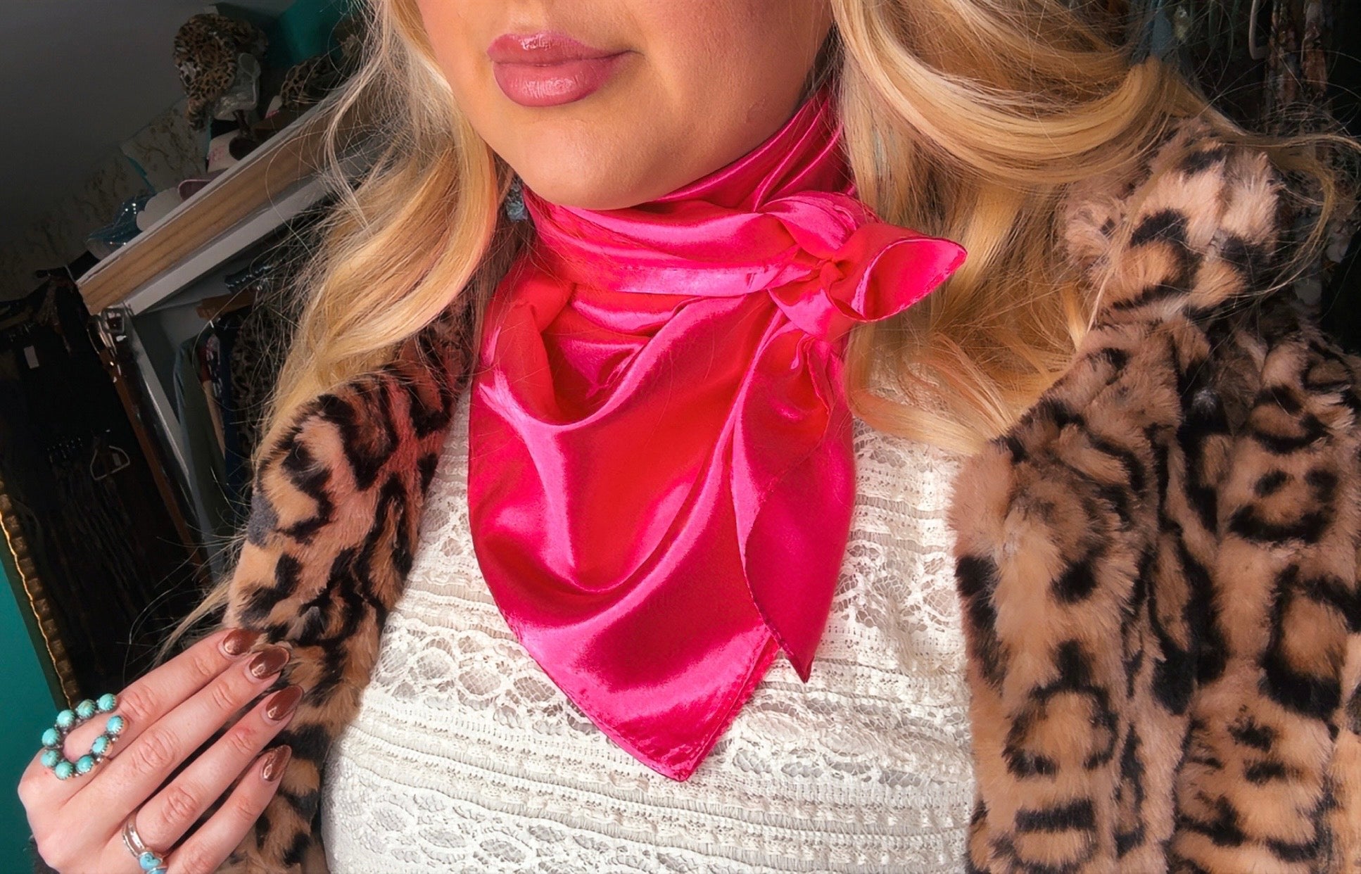 Dark Pink Satin Scarf