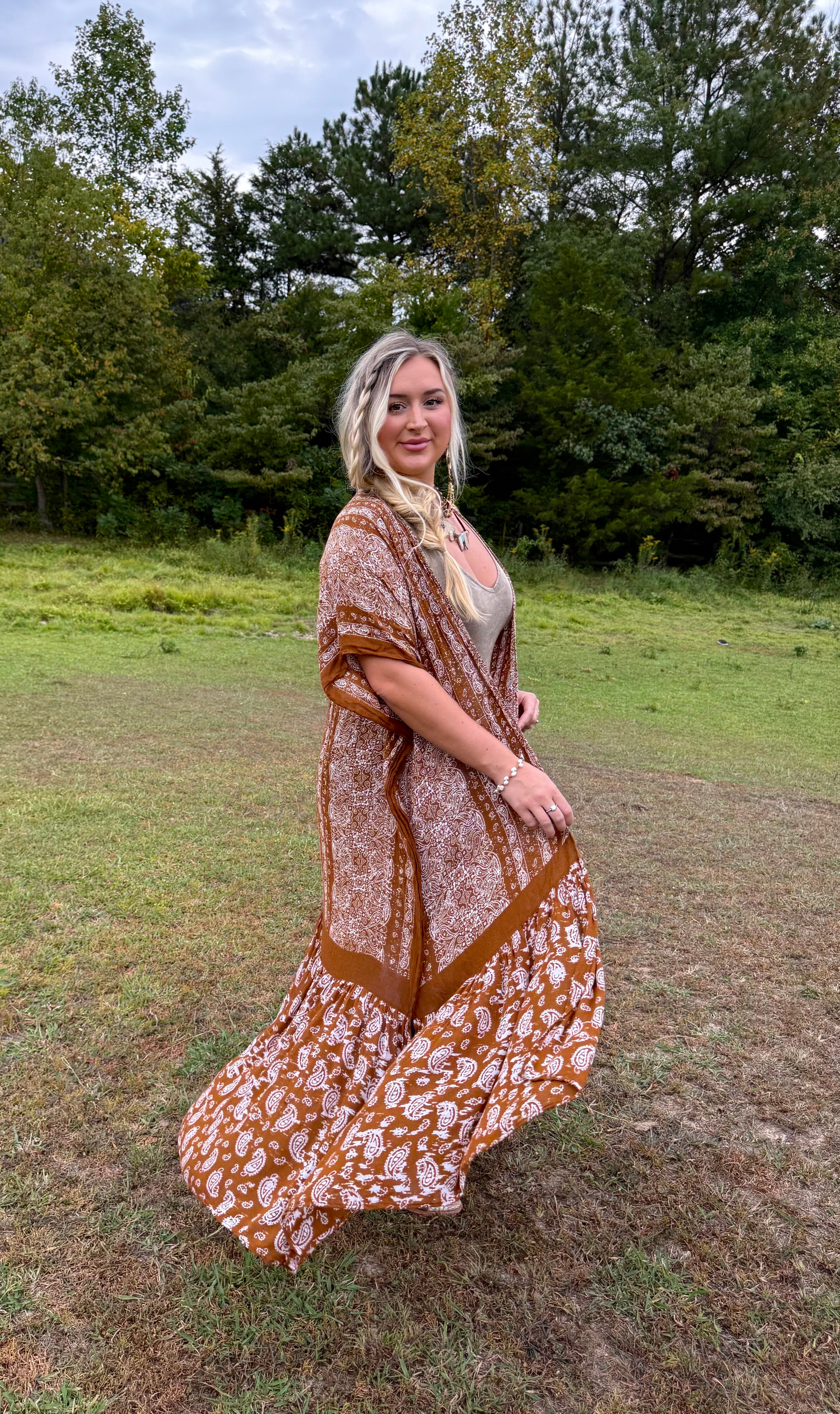 Rustic Spirit Brown Paisley Duster