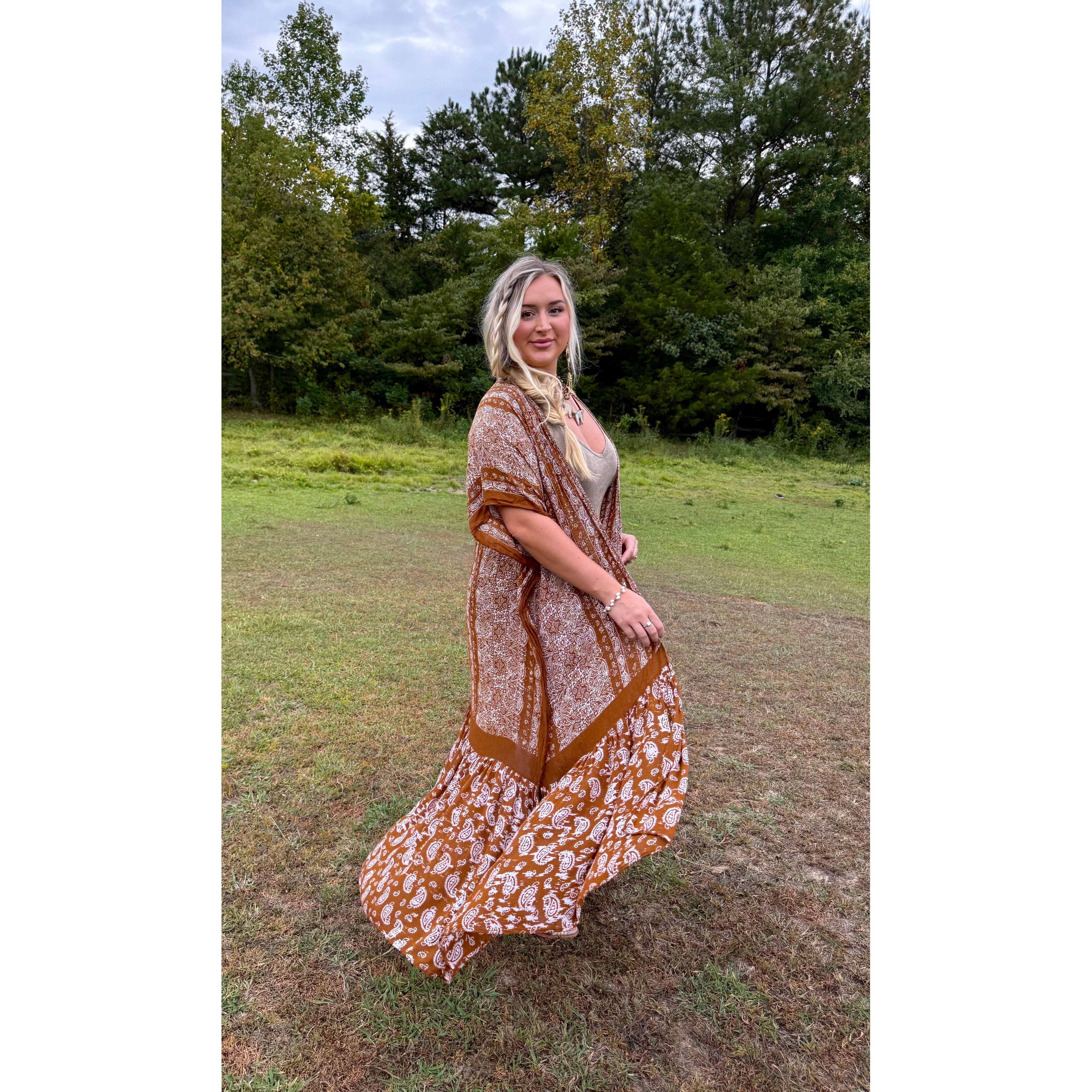 Rustic Spirit Brown Paisley Duster