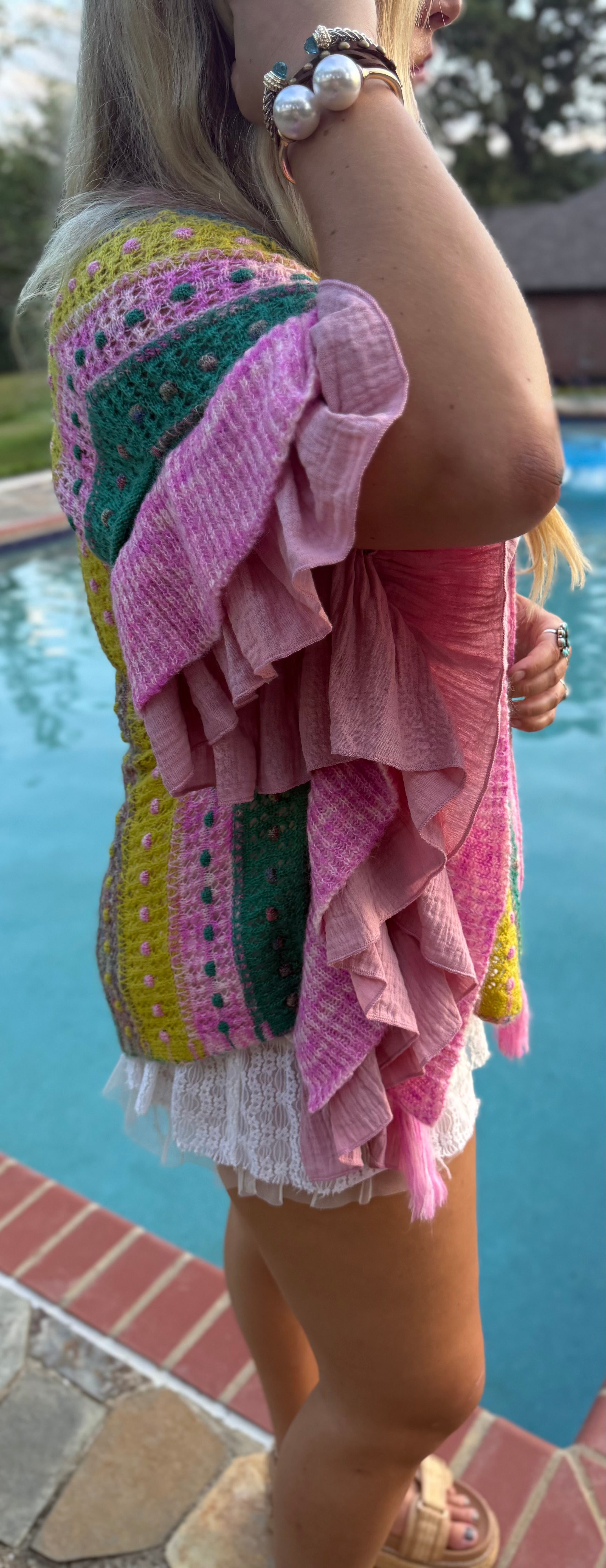 POL: Summer Lovin Pink Ruffled Cardigan