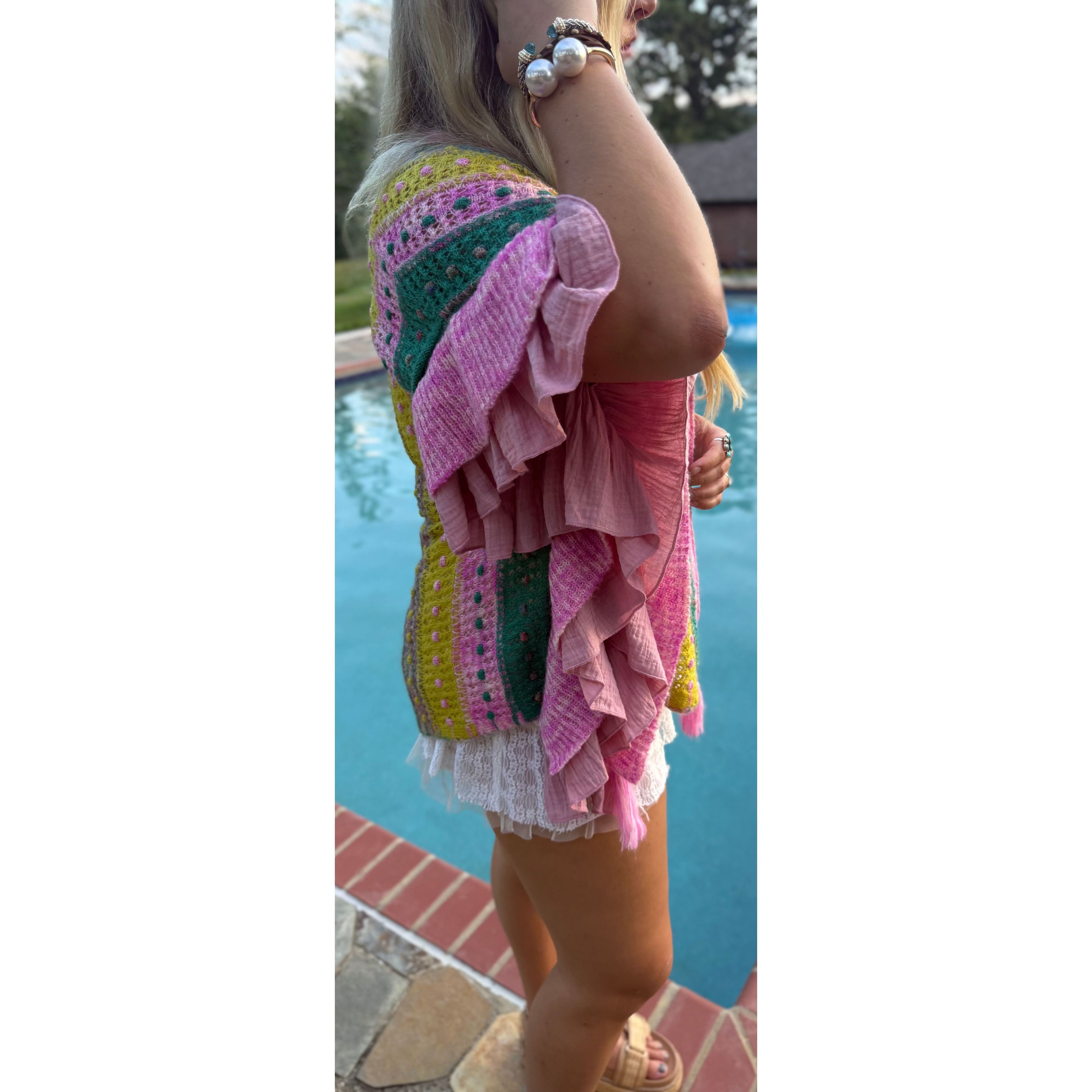 POL: Summer Lovin Pink Ruffled Cardigan