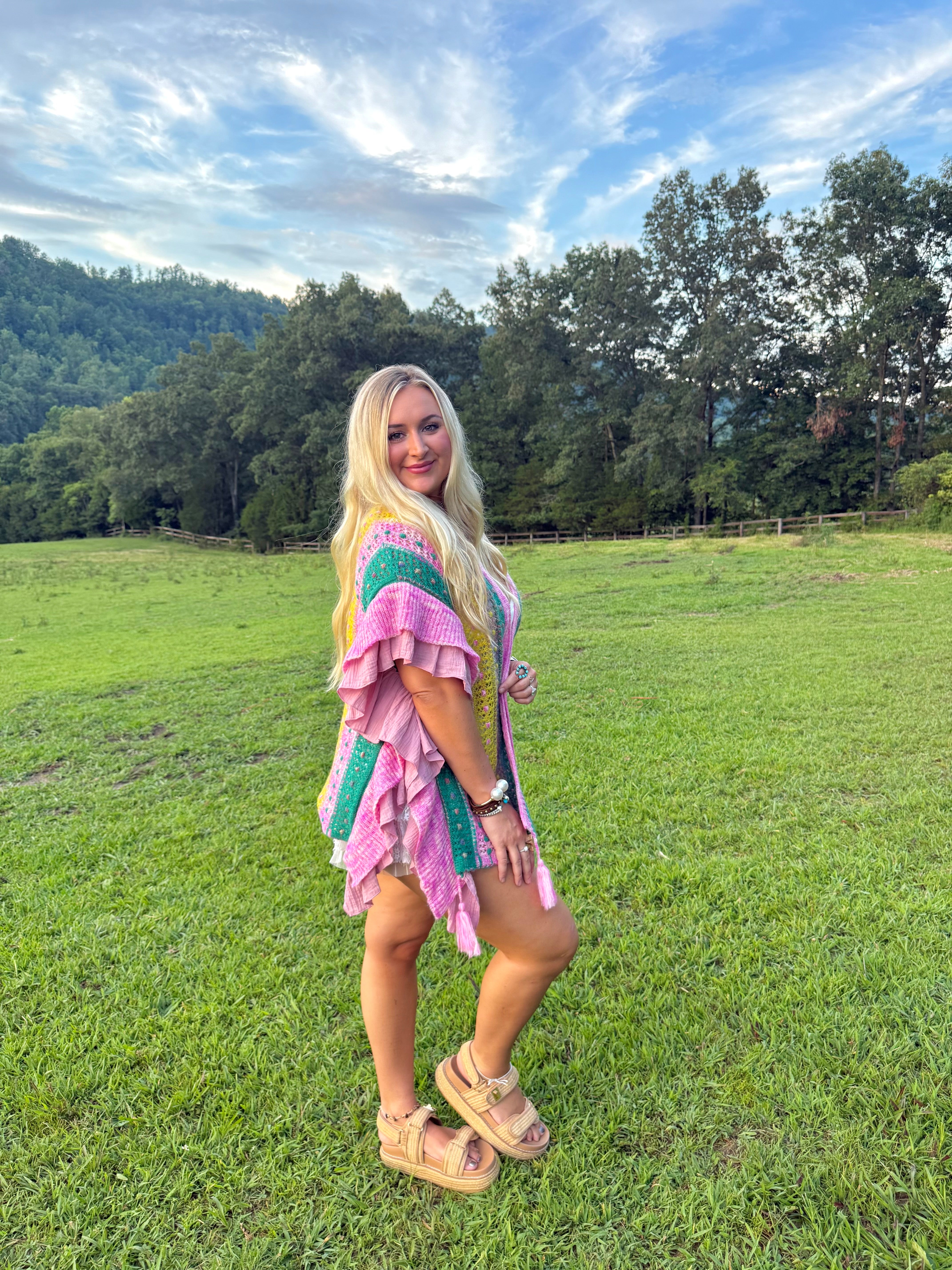 POL: Summer Lovin Pink Ruffled Cardigan