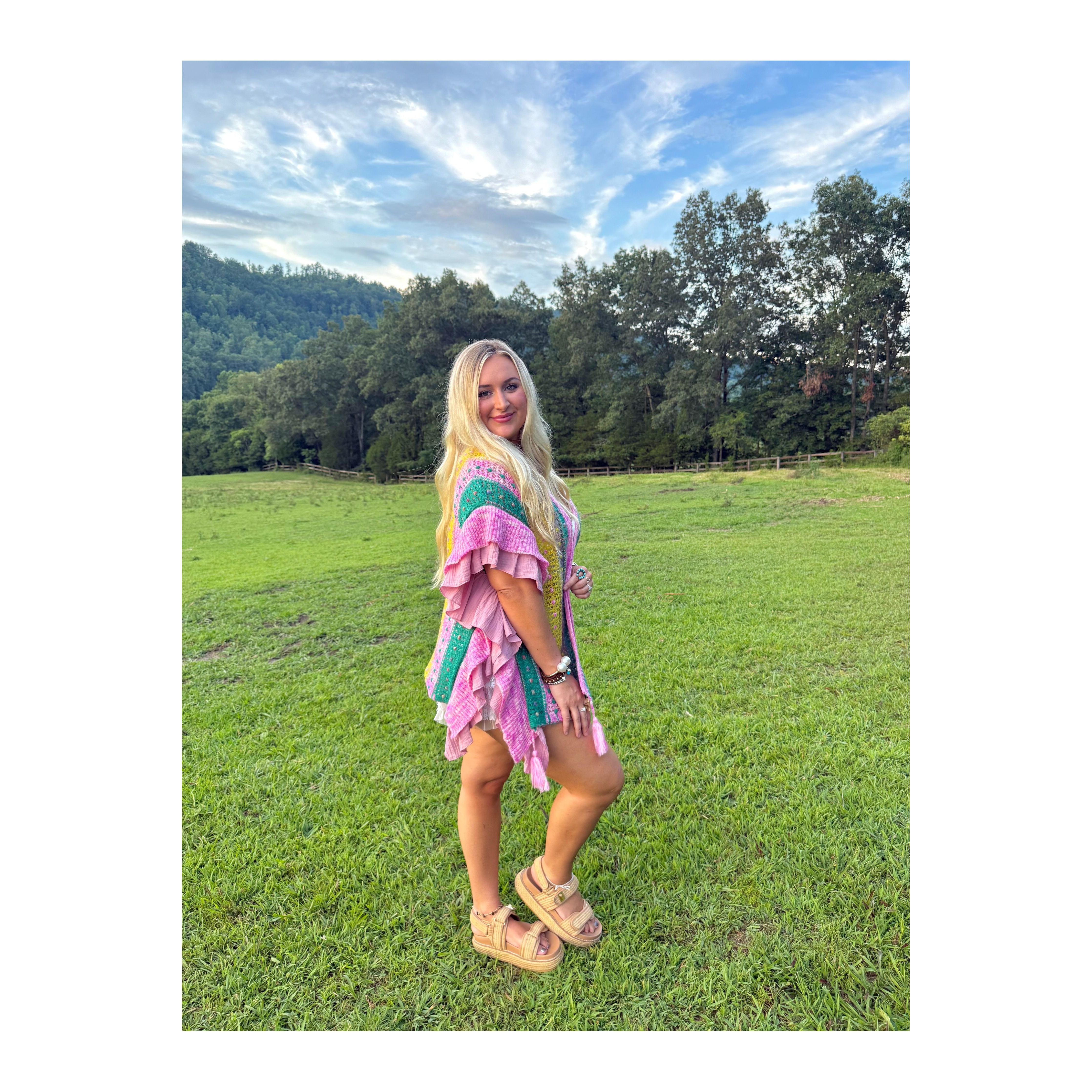 POL: Summer Lovin Pink Ruffled Cardigan