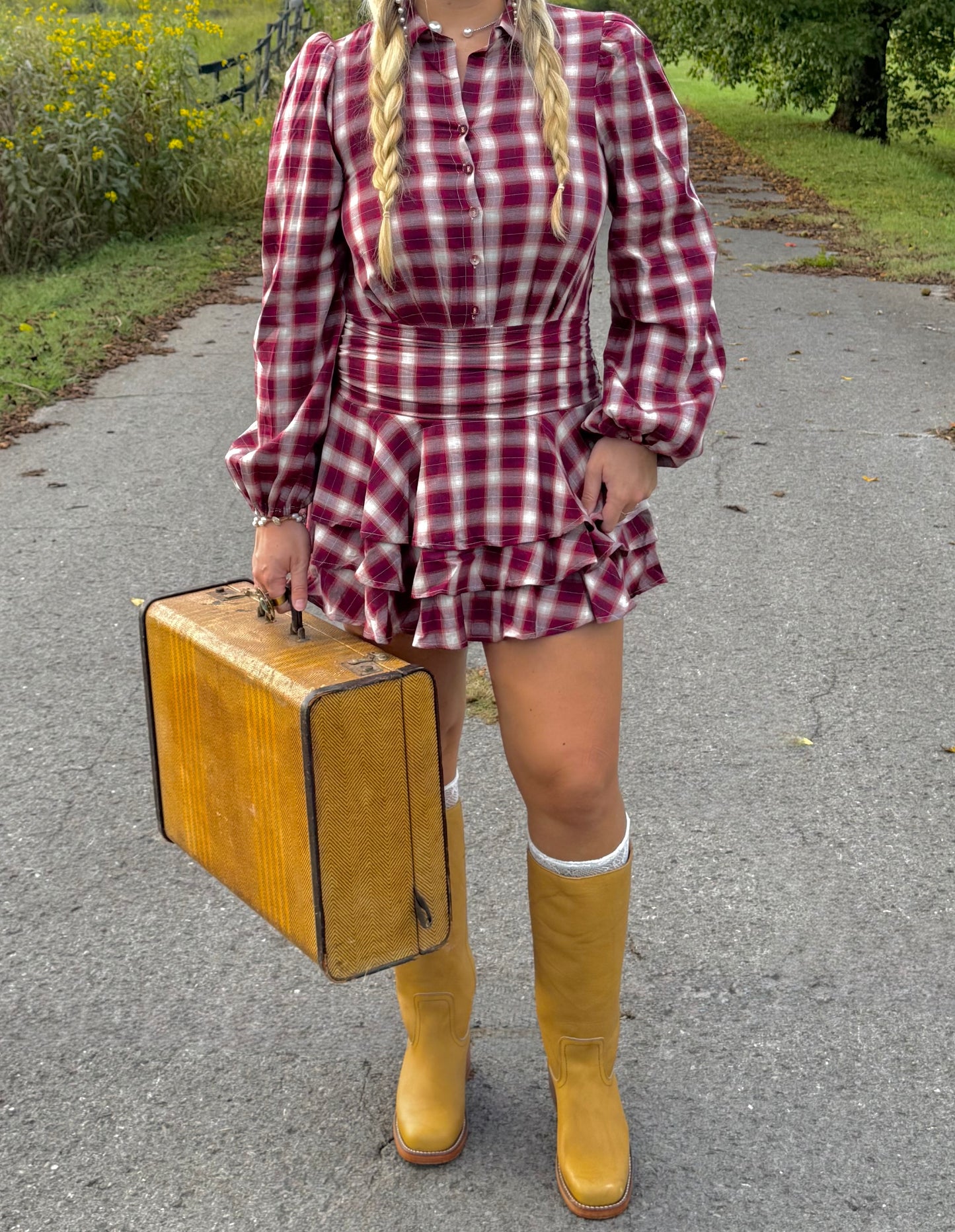 Backyard Picnic Red Plaid Dress