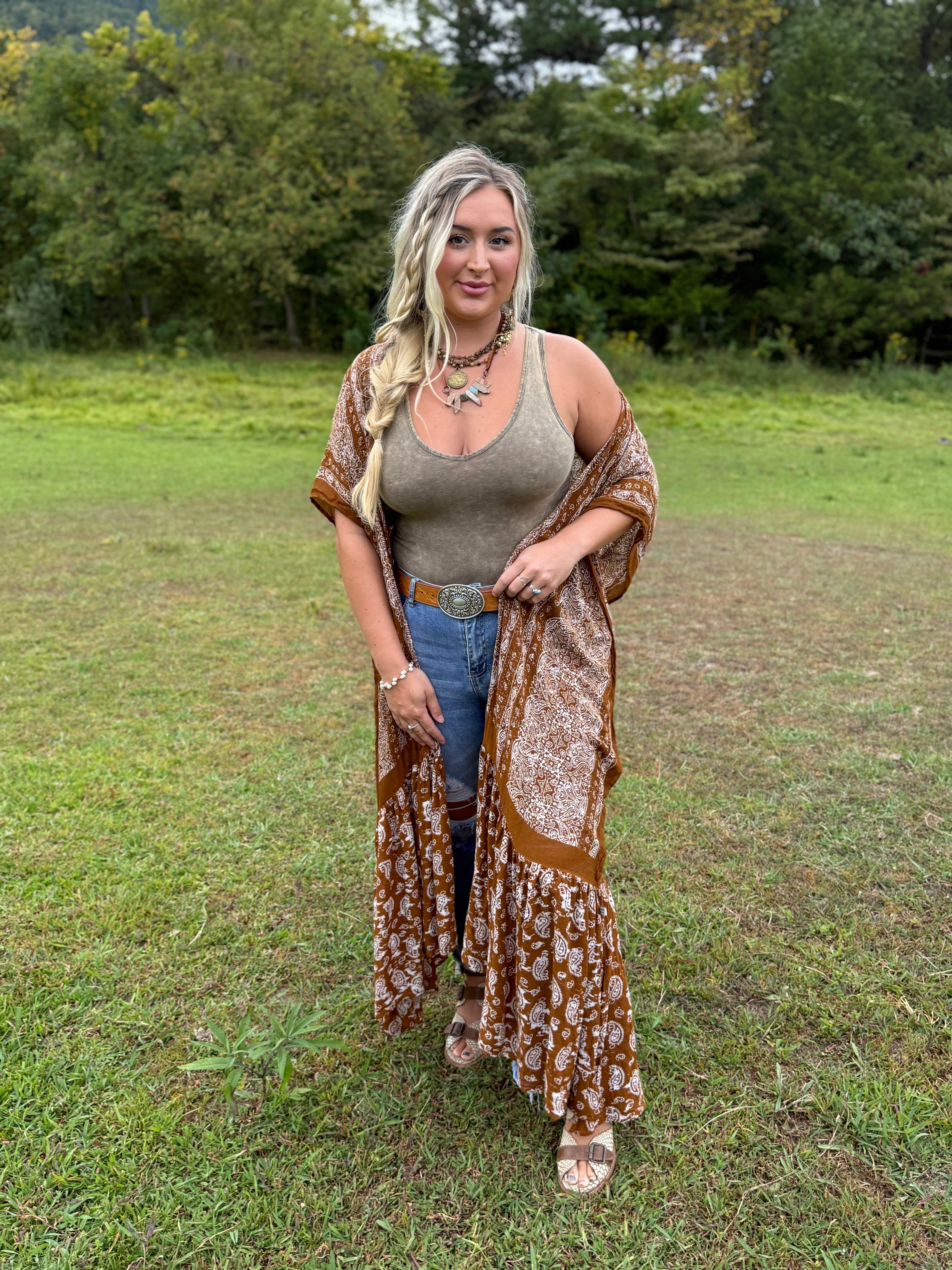 Rustic Spirit Brown Paisley Duster