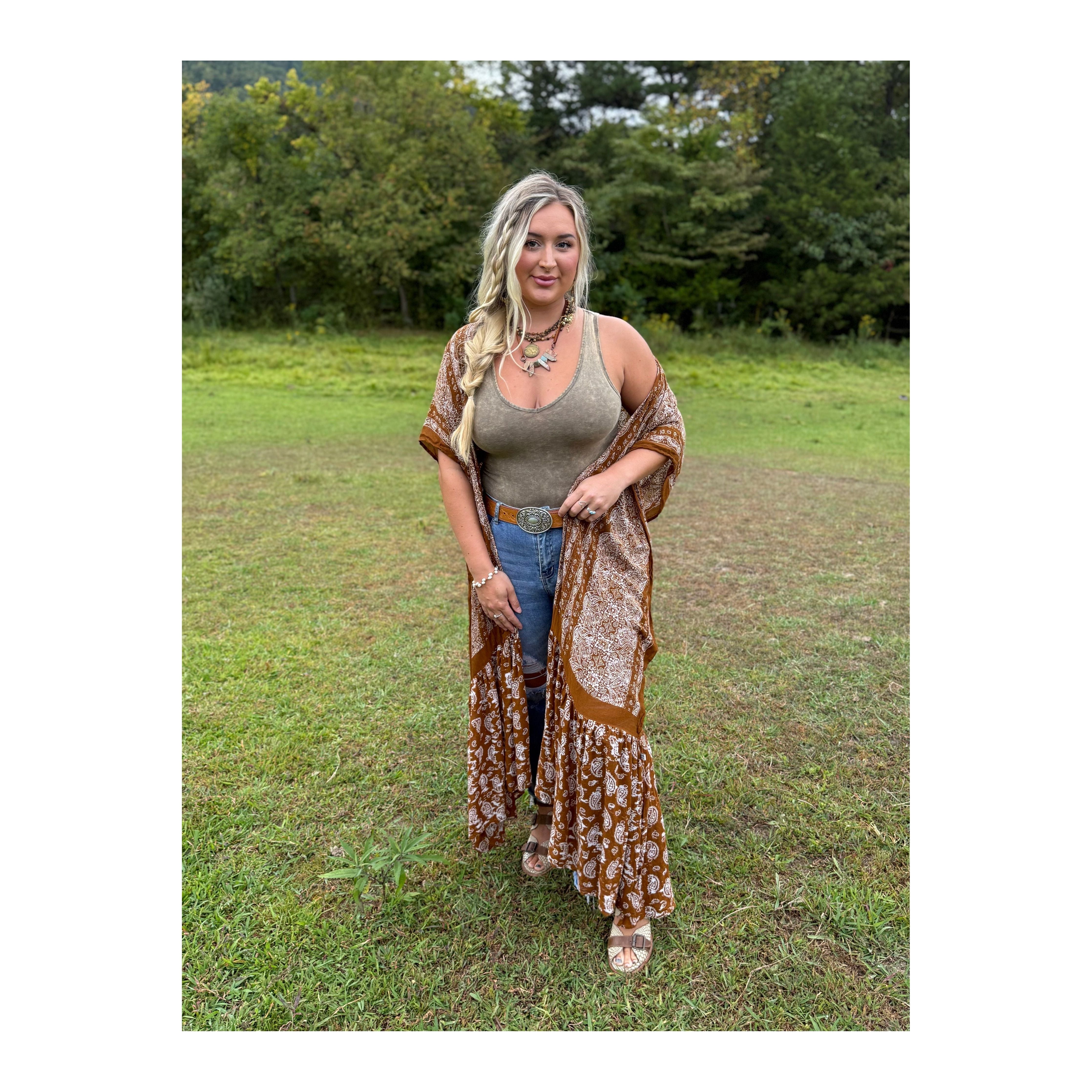 Rustic Spirit Brown Paisley Duster