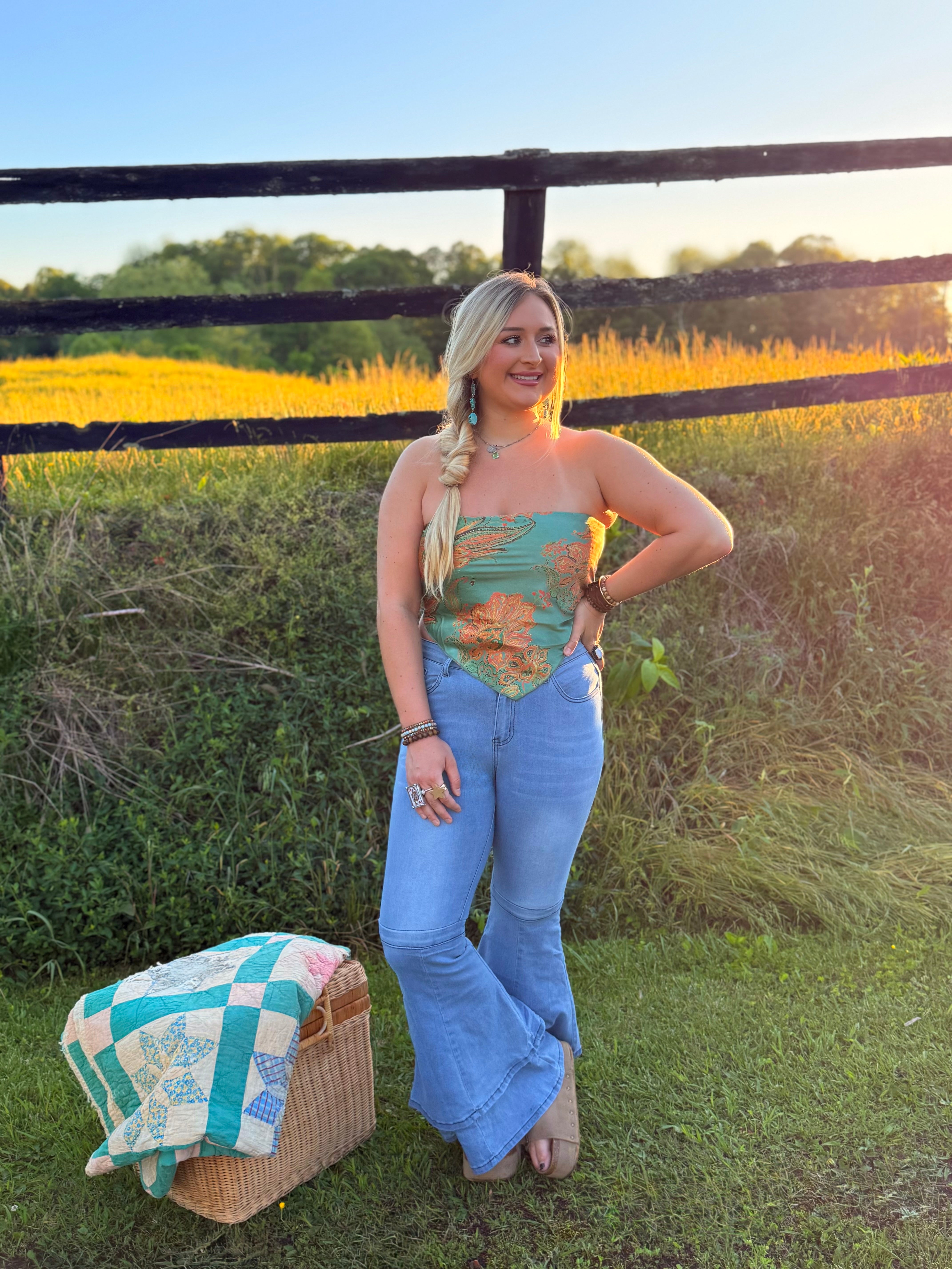 Sun Soaked Bandana Tube Top (Teal)