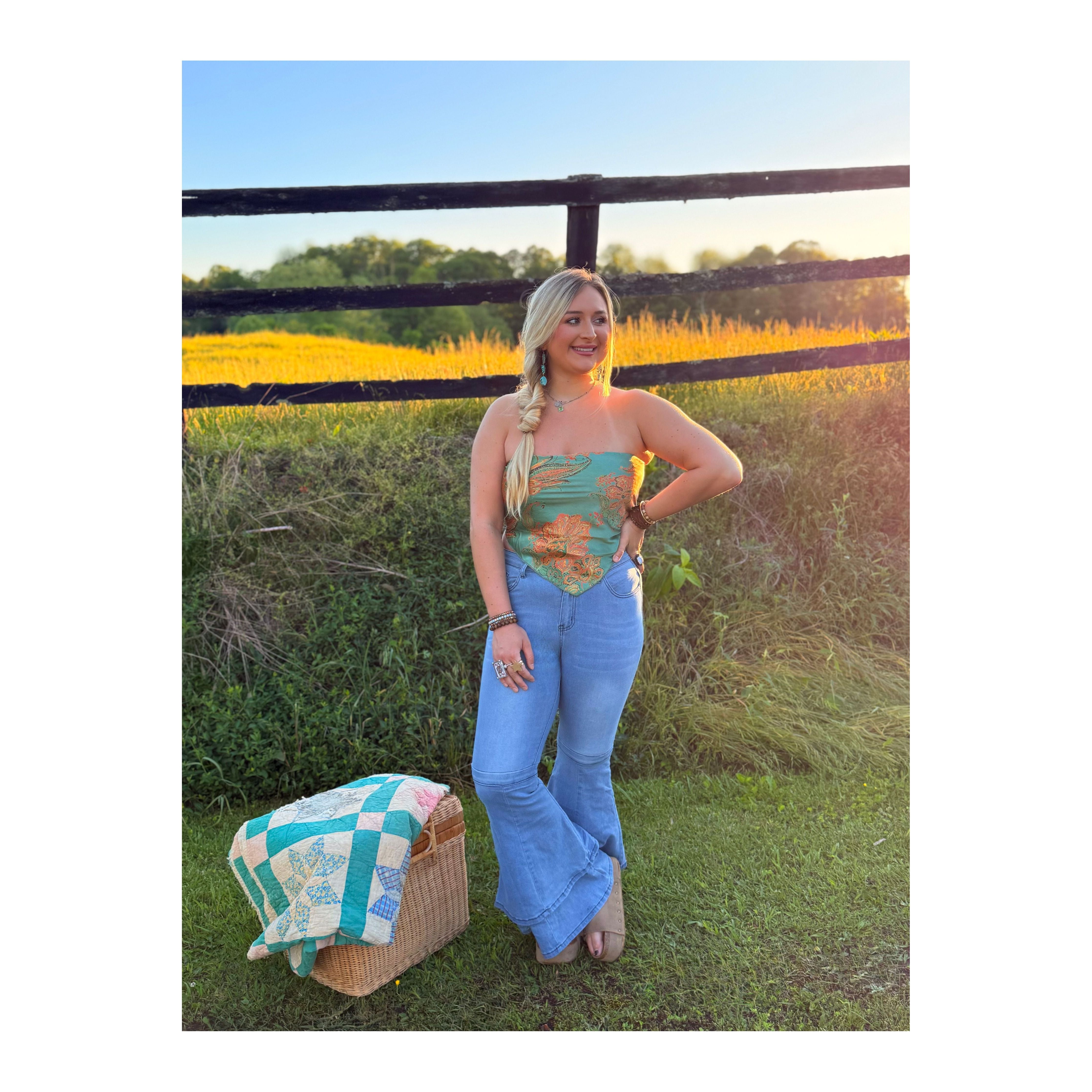 Sun Soaked Bandana Tube Top (Teal)