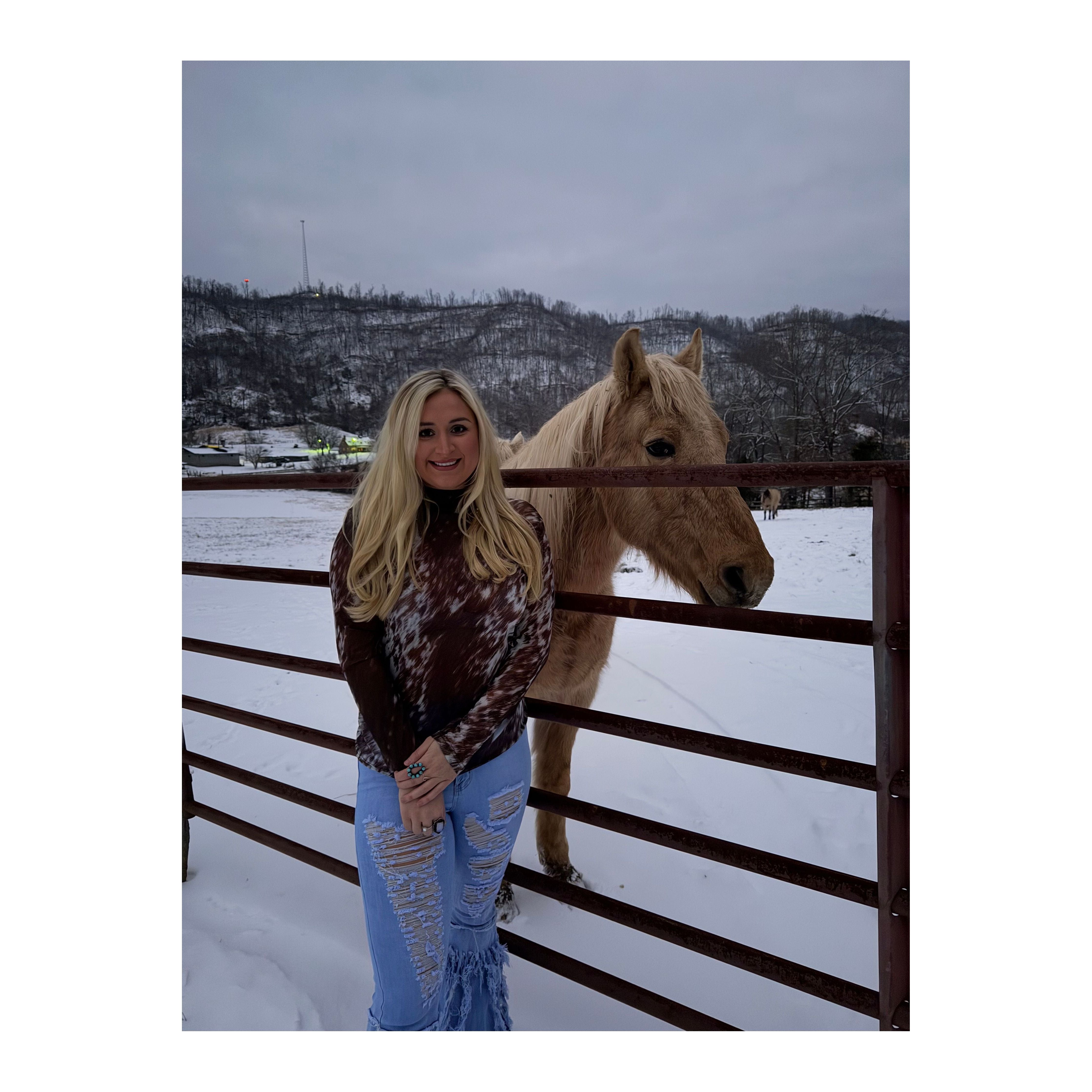 Cow Hide Mesh Top