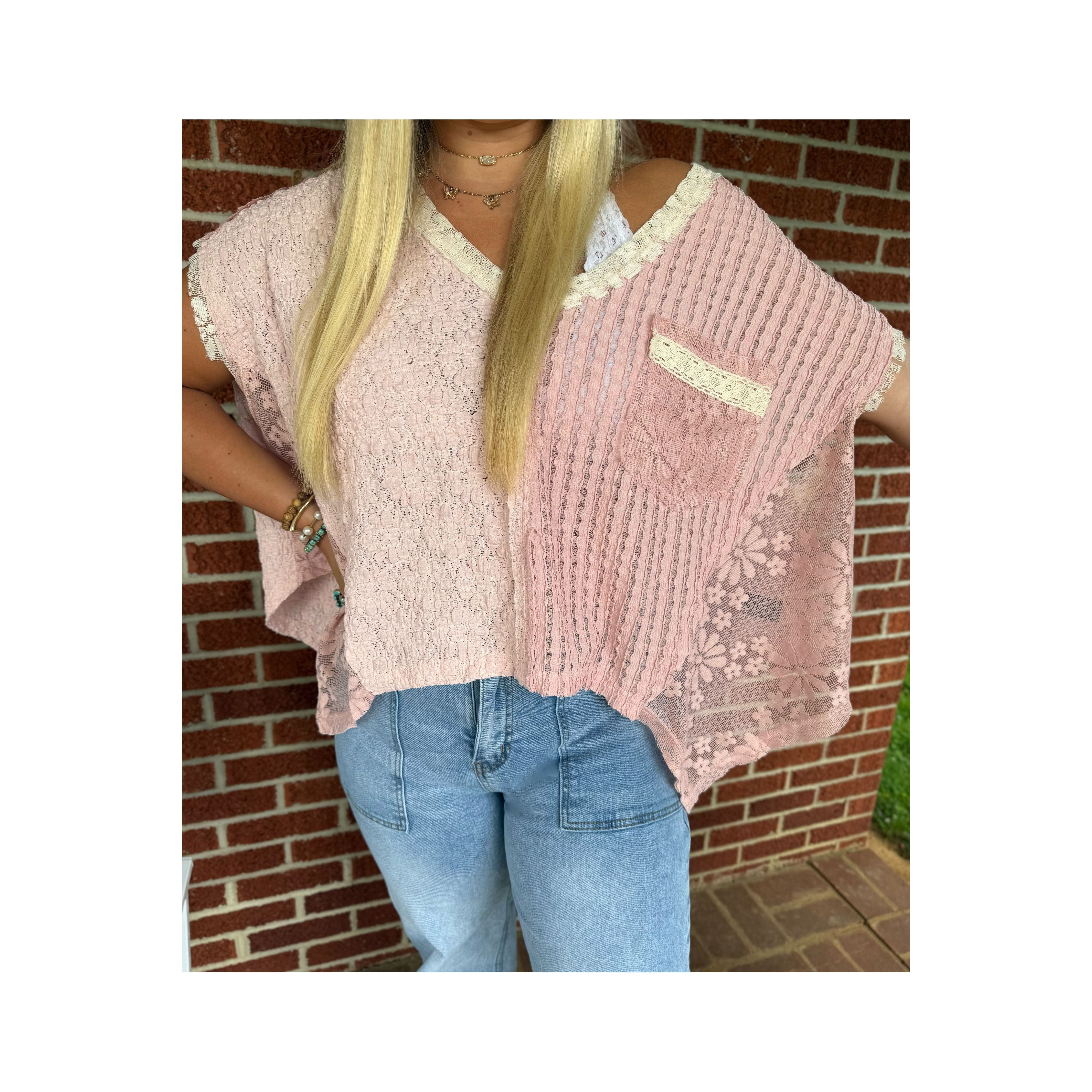 POL: All For Boho Pink Lace Top