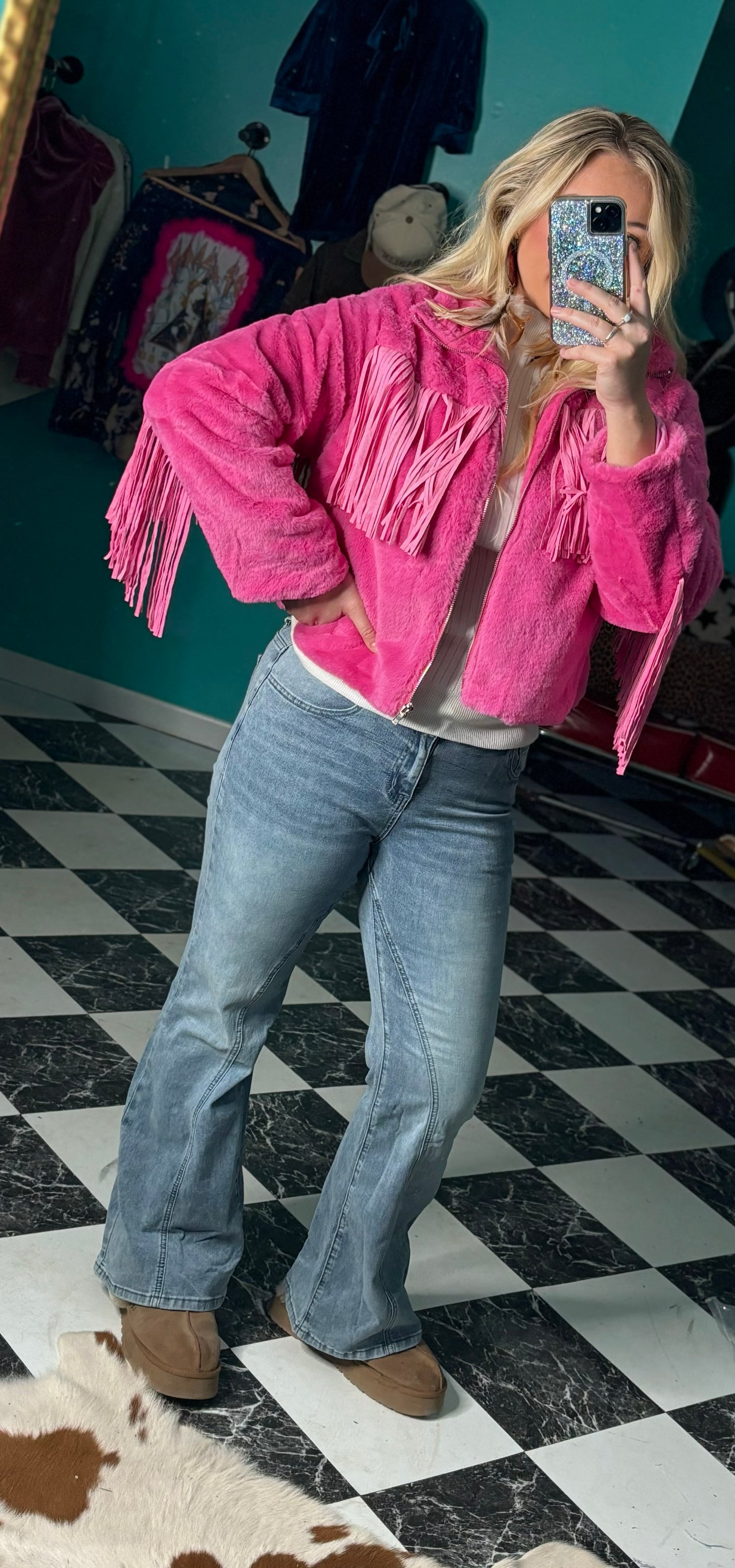 Pink Soft Fringe Jacket