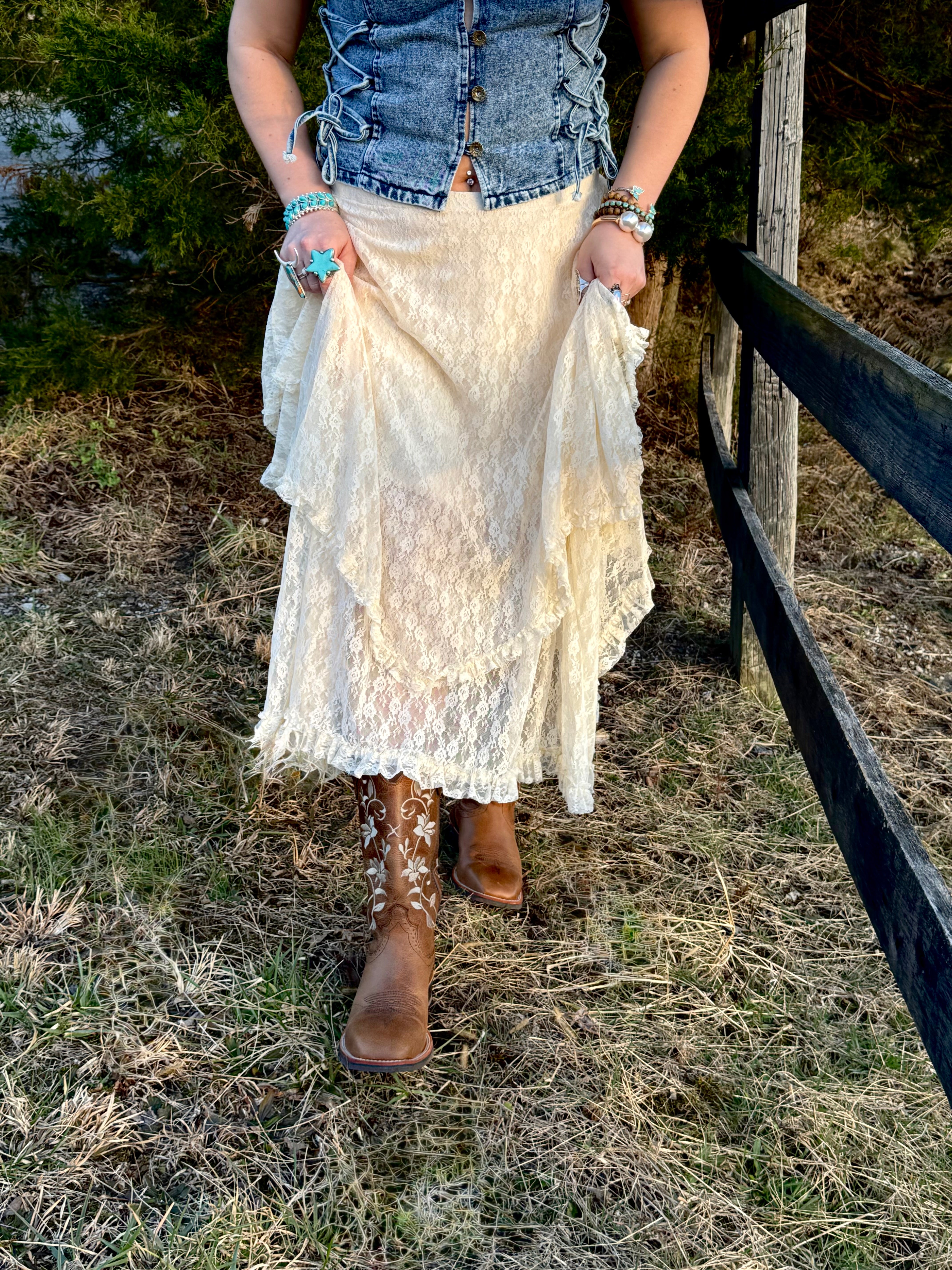 Loren White Lace Skirt