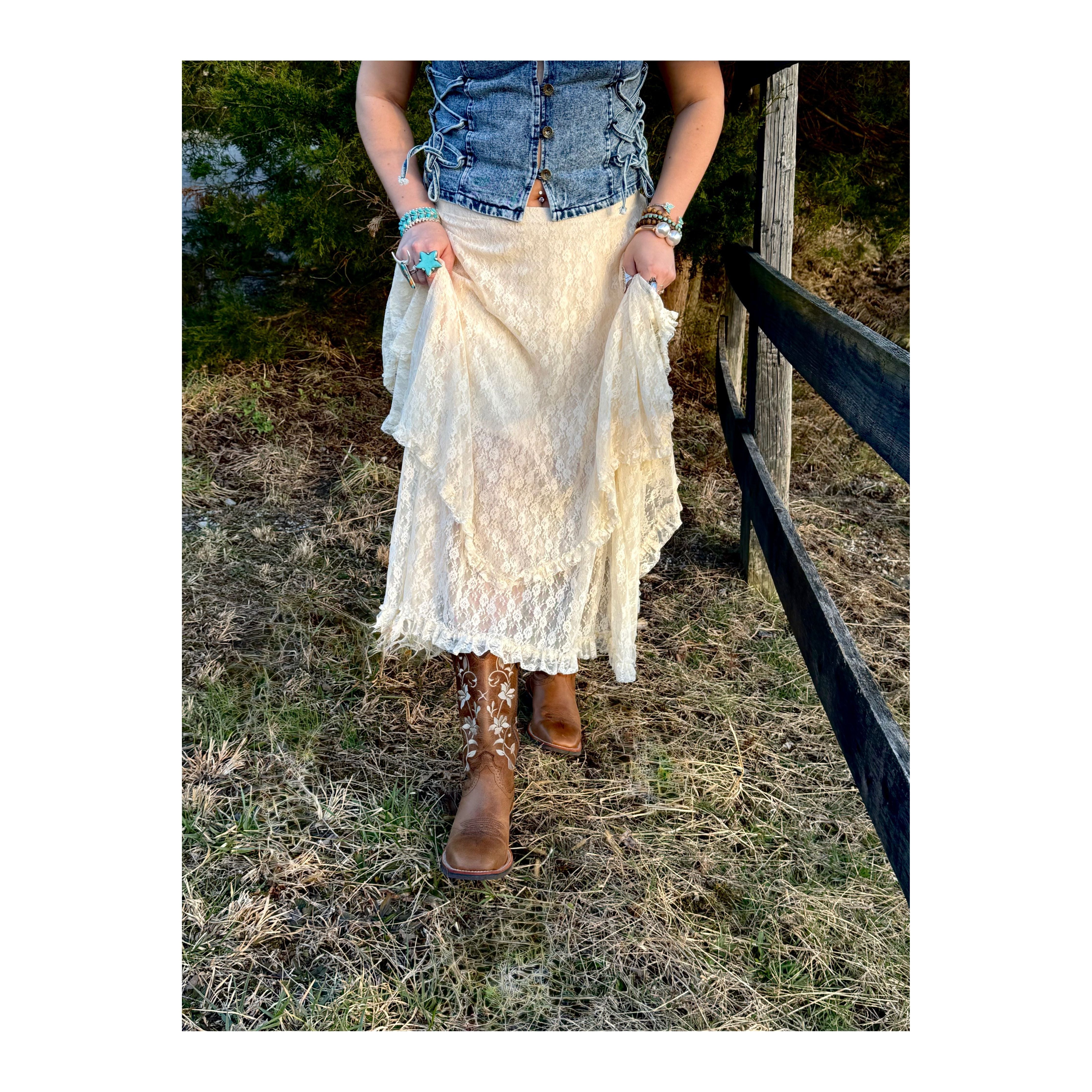 Loren White Lace Skirt