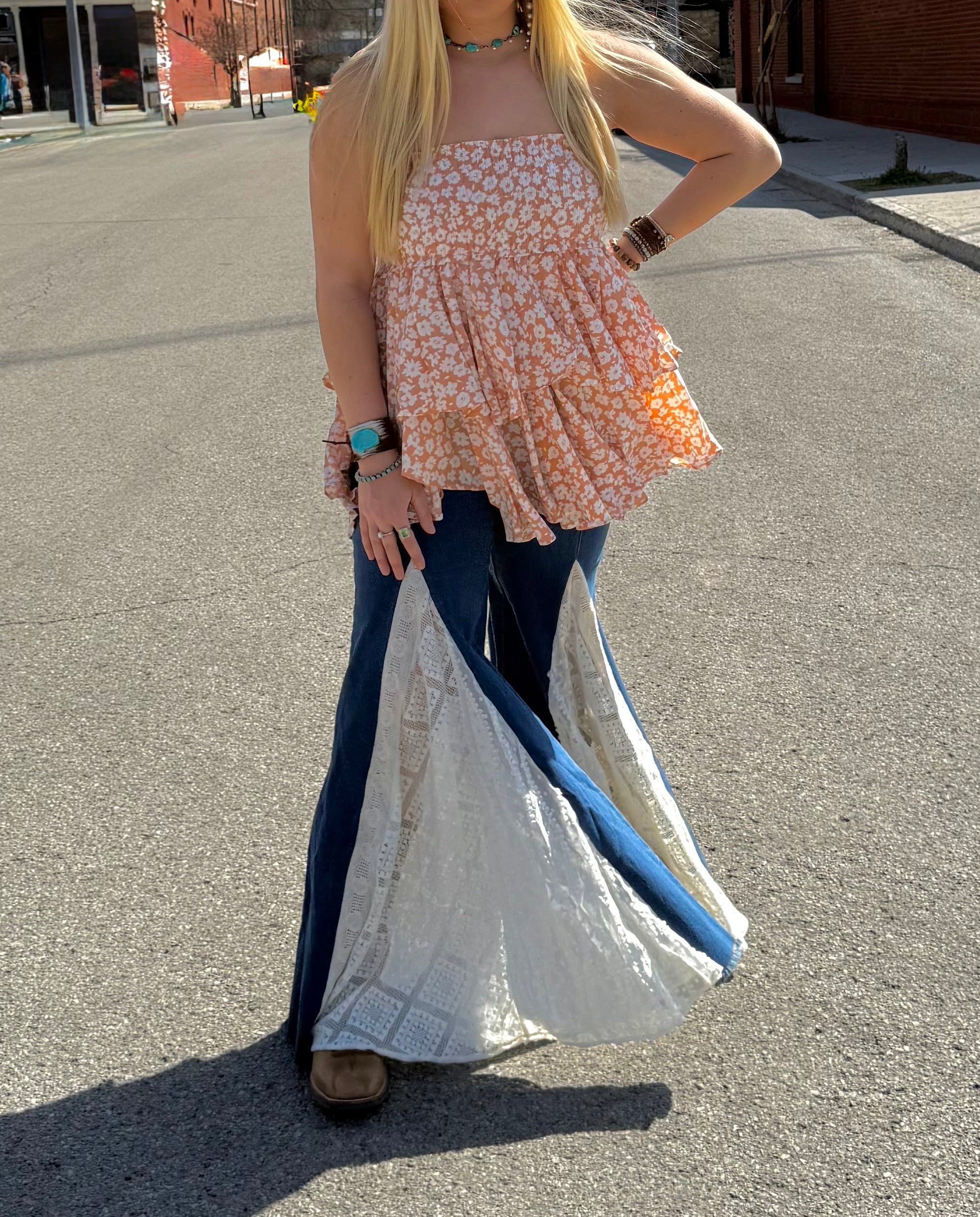 My Dream Bell Bottom White Lace