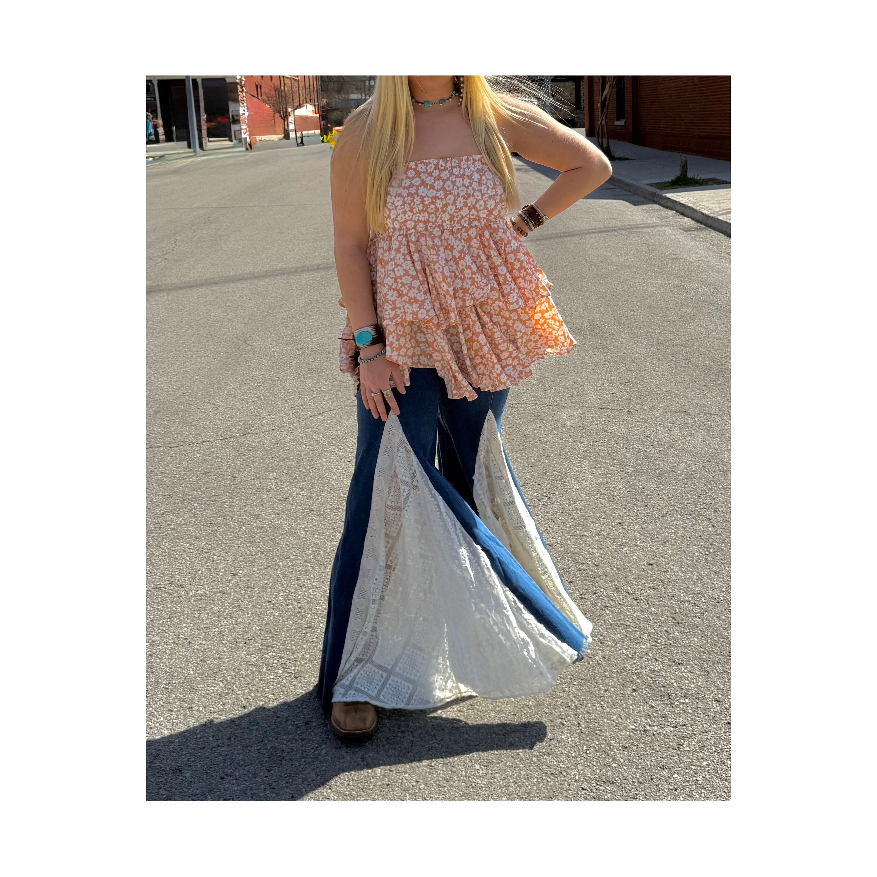 My Dream Bell Bottom White Lace