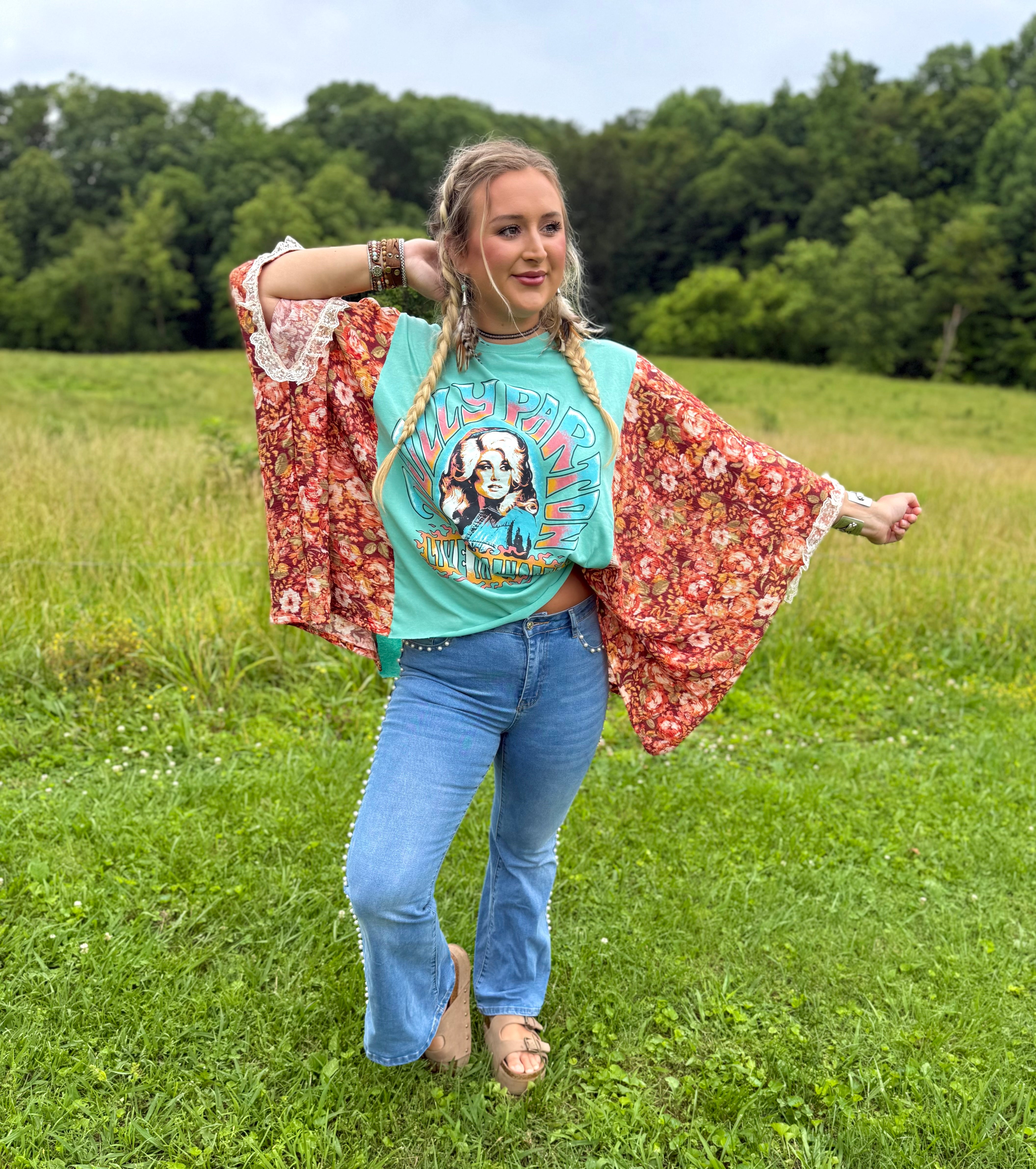 Dolly Upcycled Tee (lace trim)