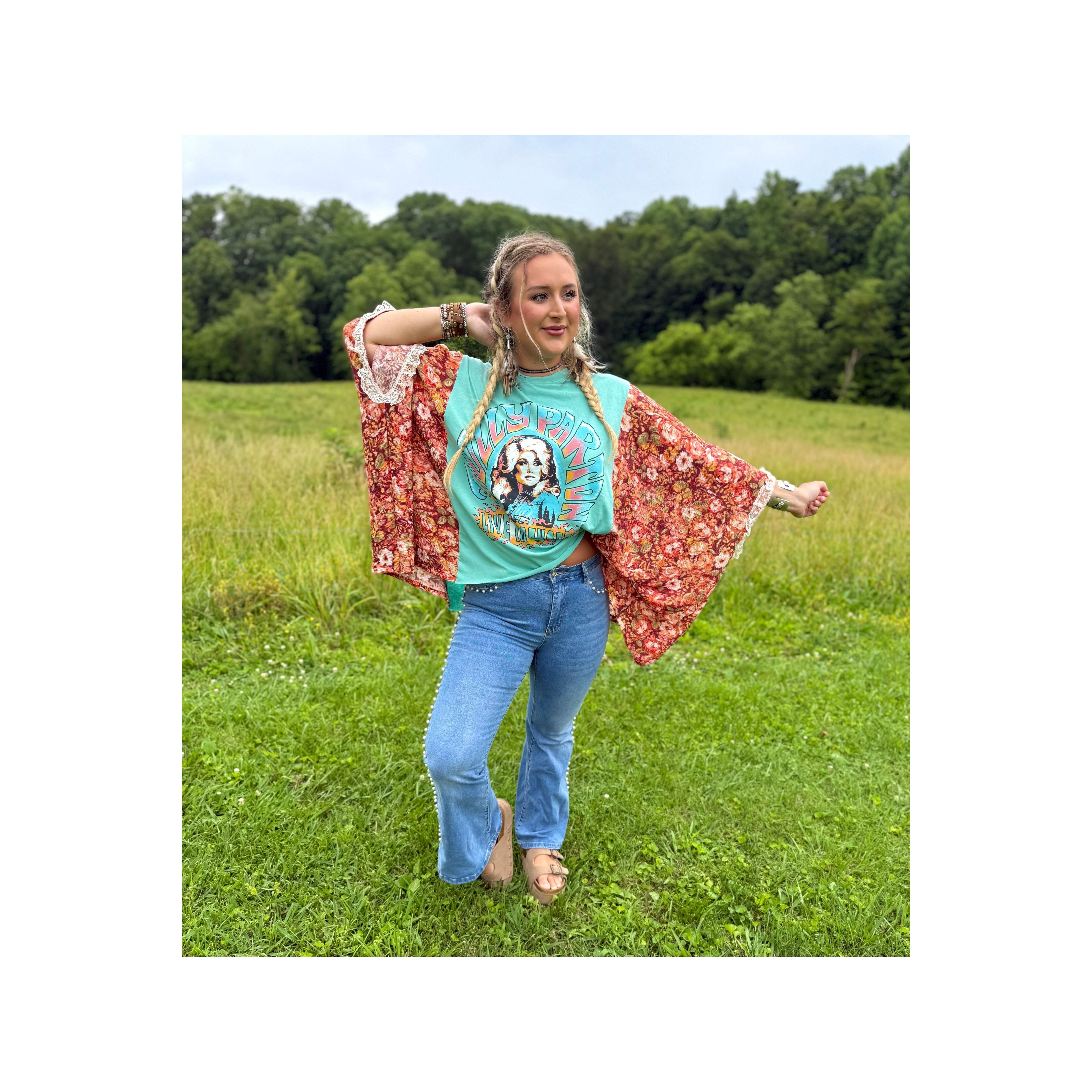 Dolly Upcycled Tee (lace trim)