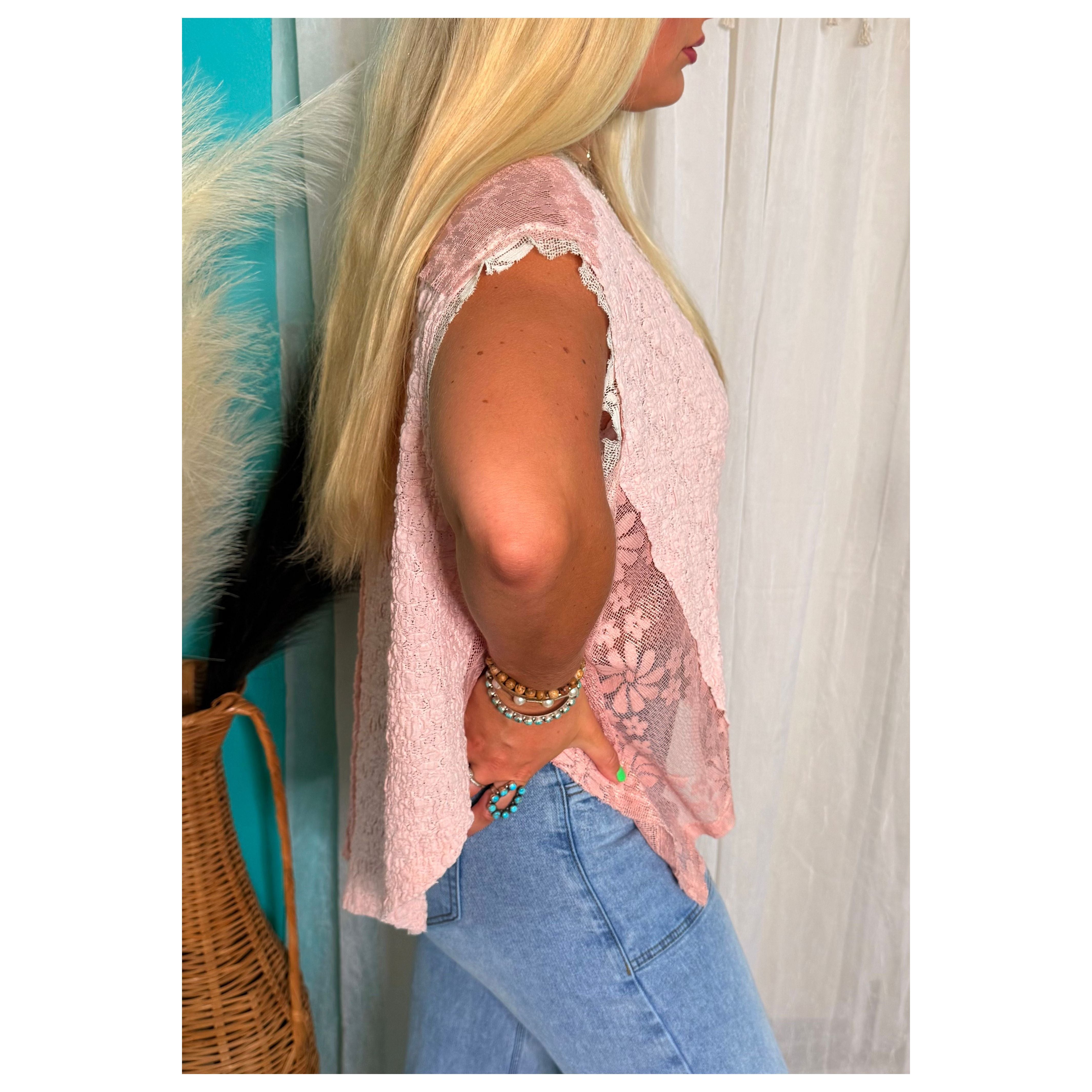 POL: All For Boho Pink Lace Top
