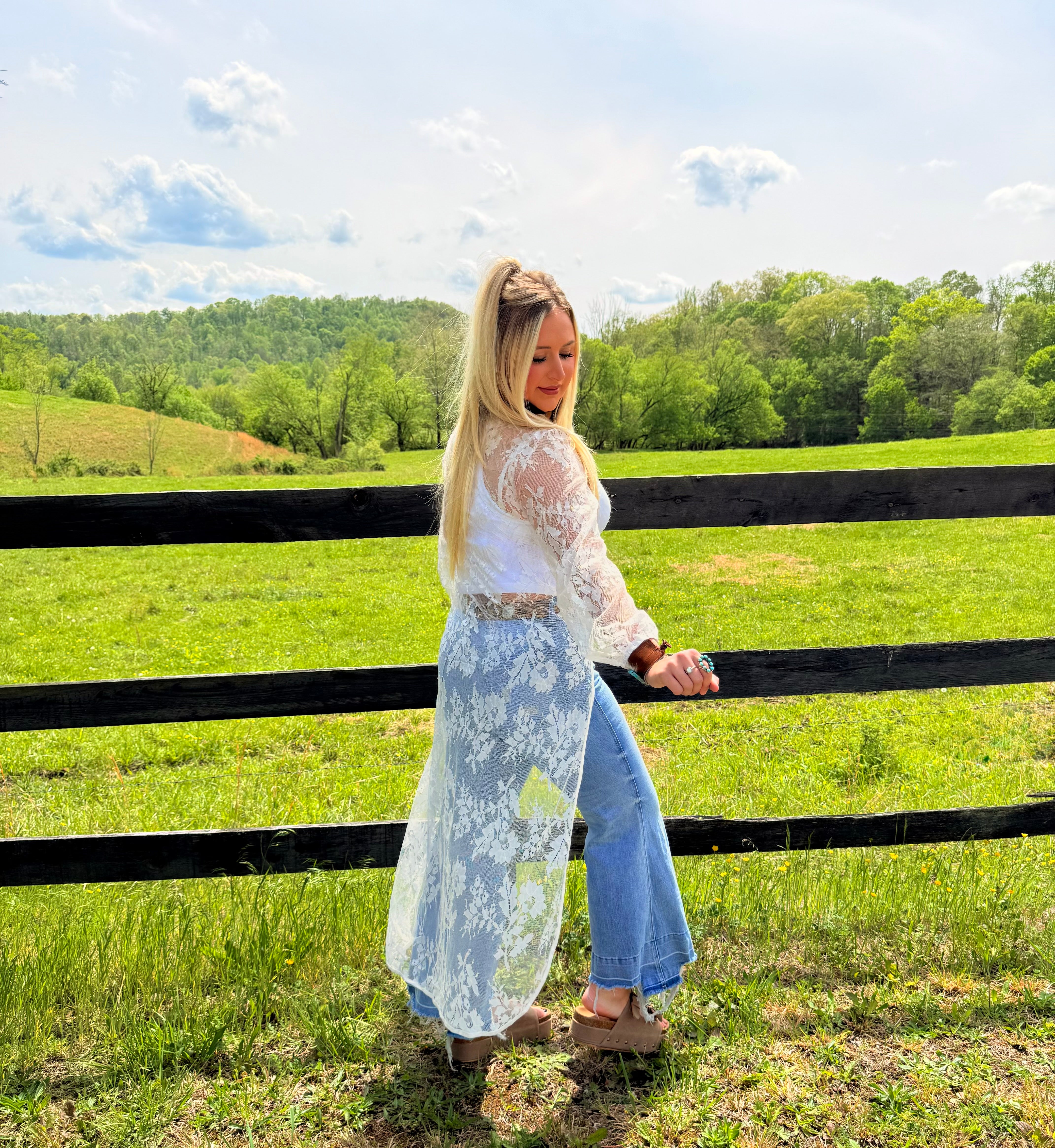 Rhiannon High Low Lace Sheer Top