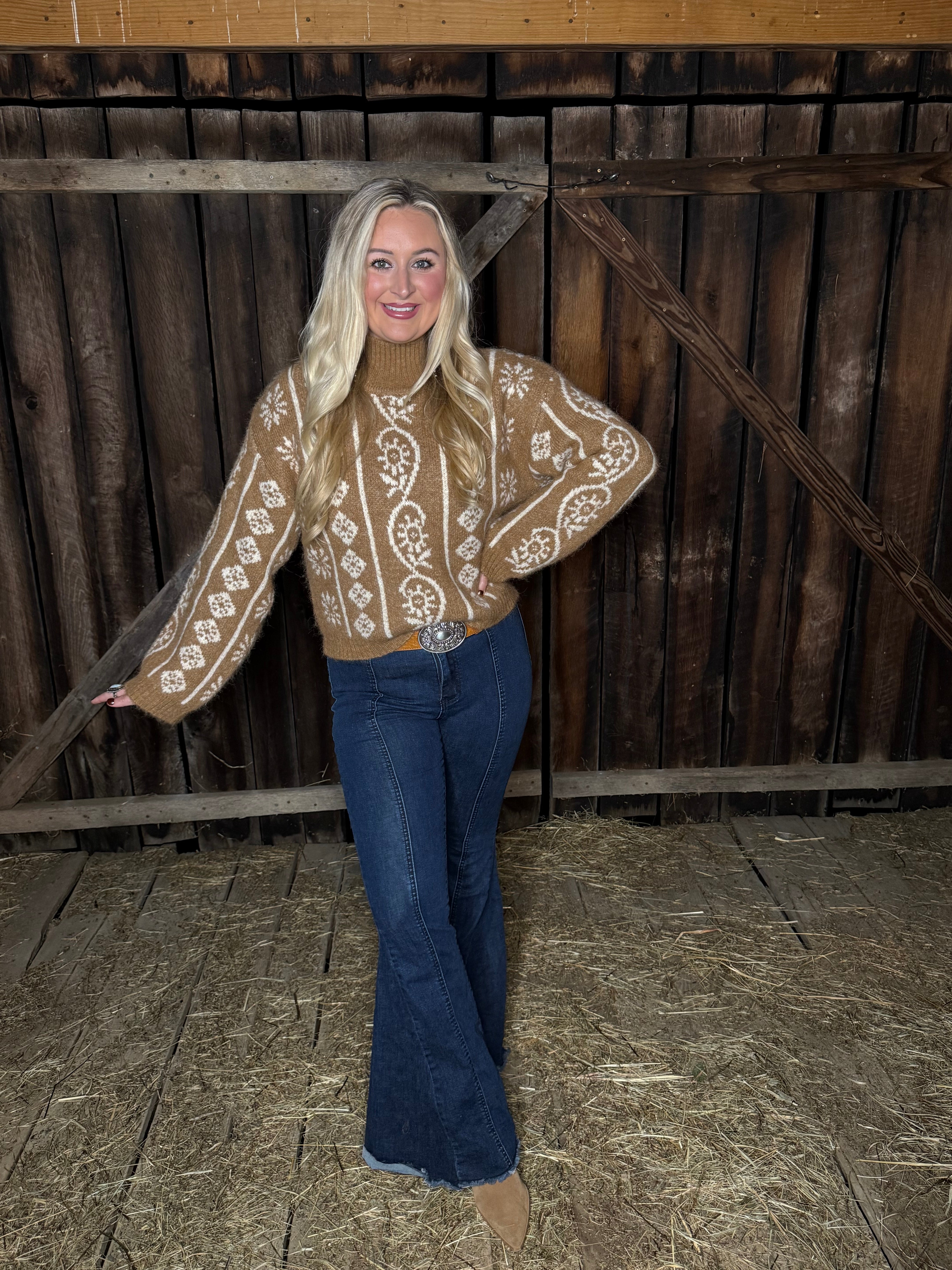 Cozy Mock-Neck Taupe Sweater
