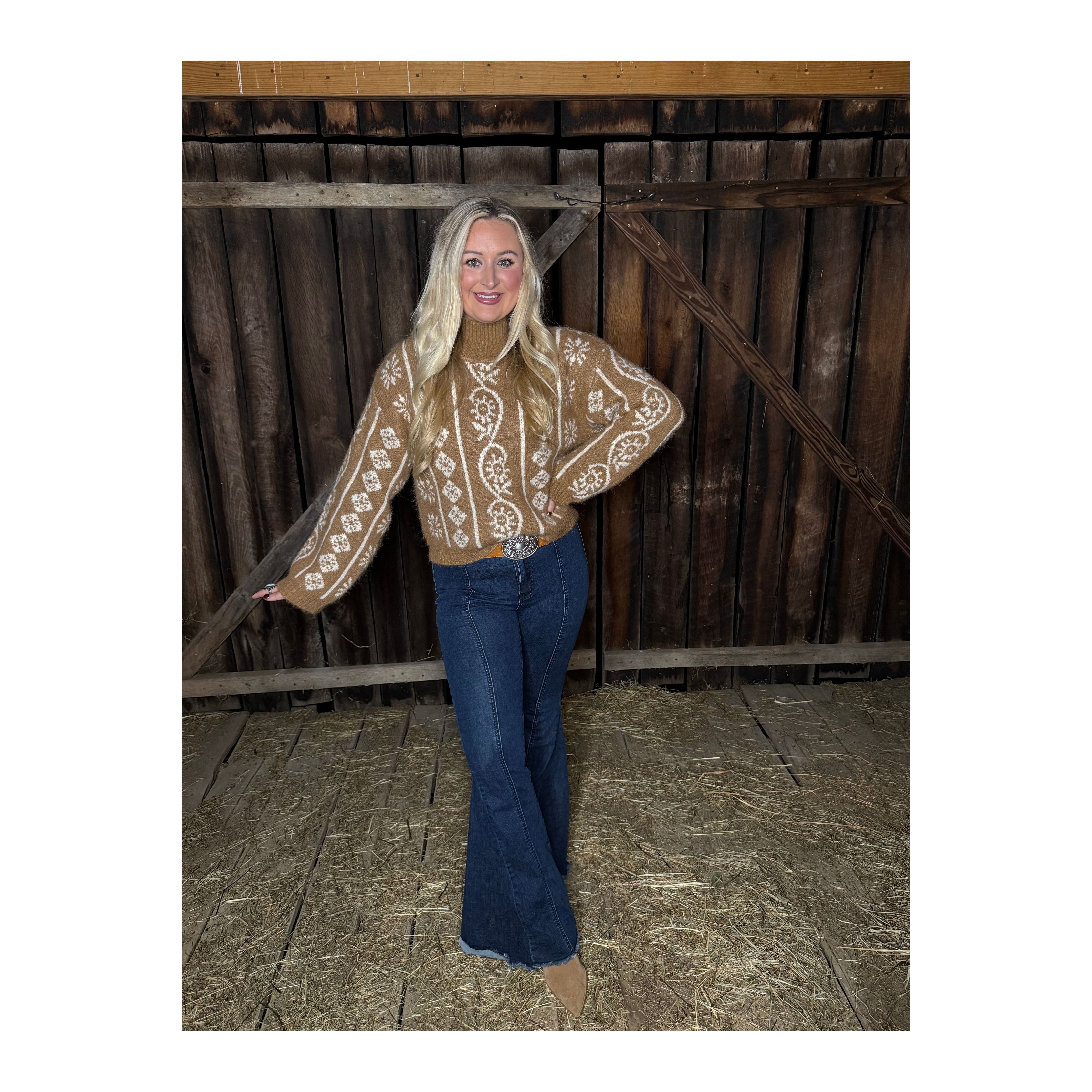 Cozy Mock-Neck Taupe Sweater