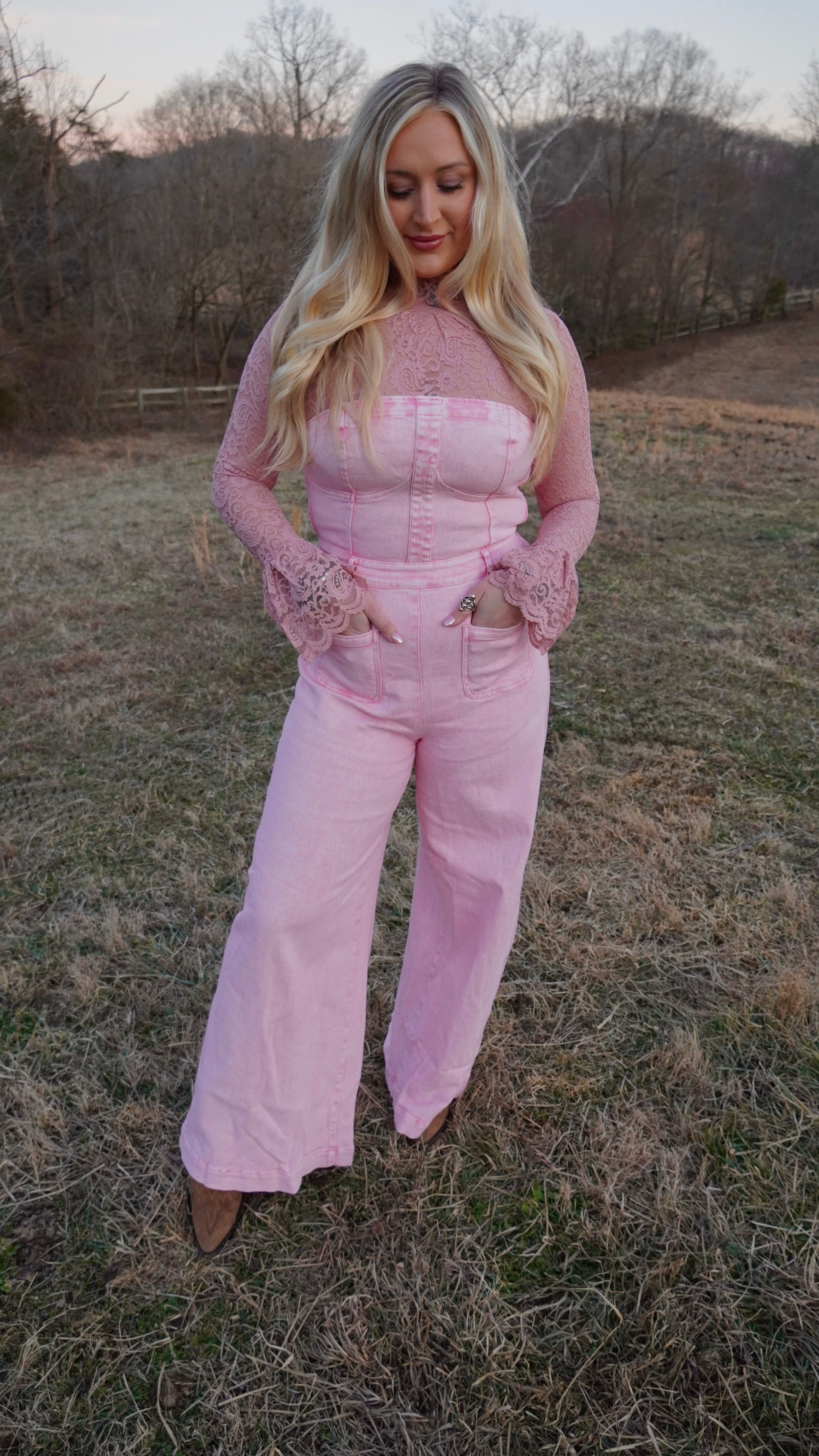 Denim Pink Jumpsuit