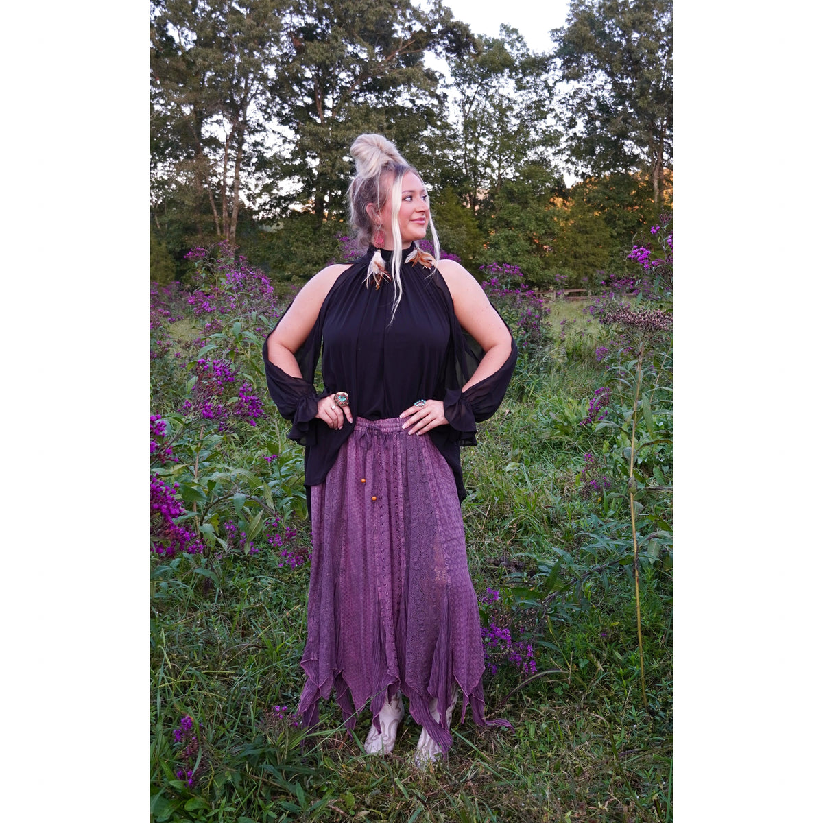 Boho Plum Tiered Maxi Skirt