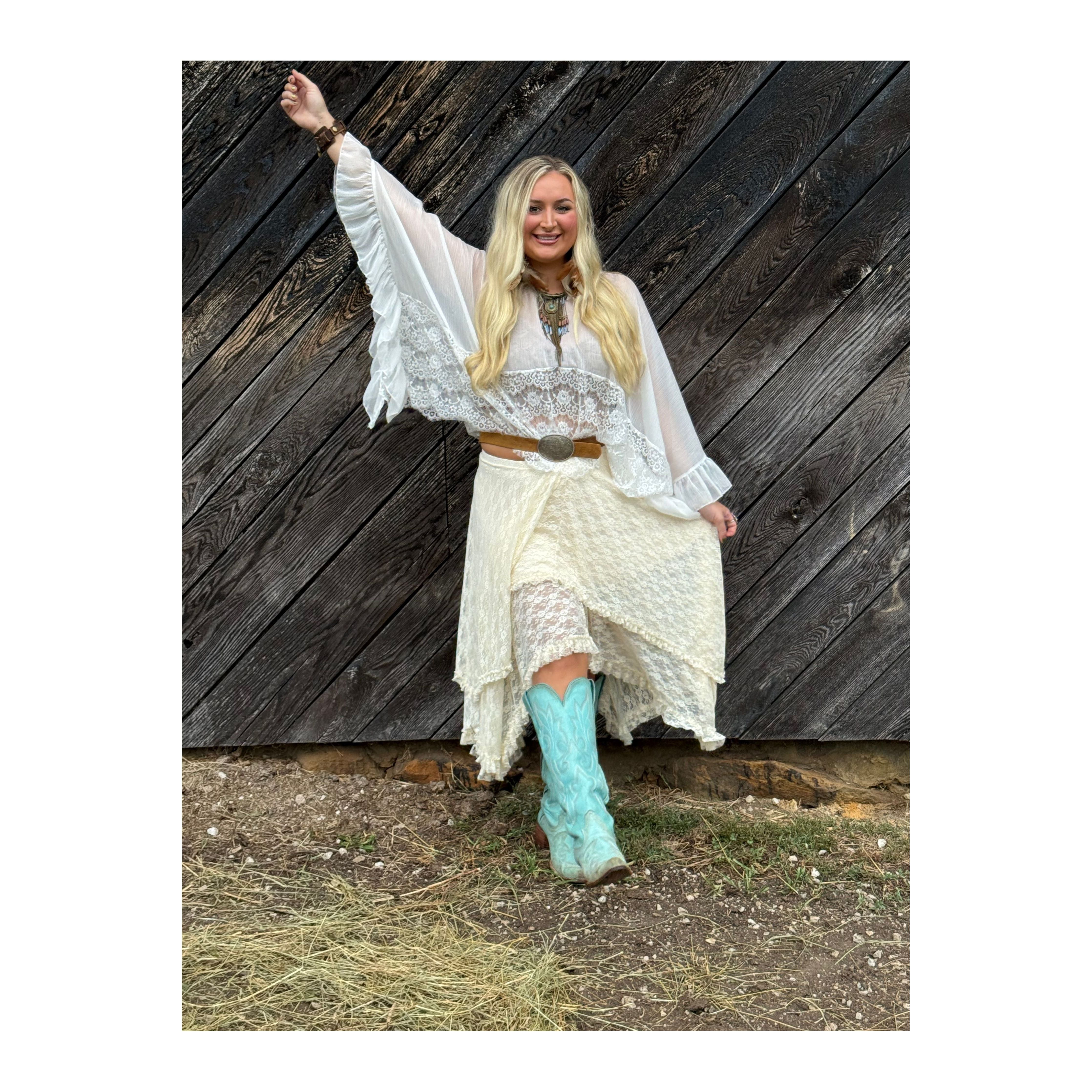 We Are Young White Lace Ruffle Top