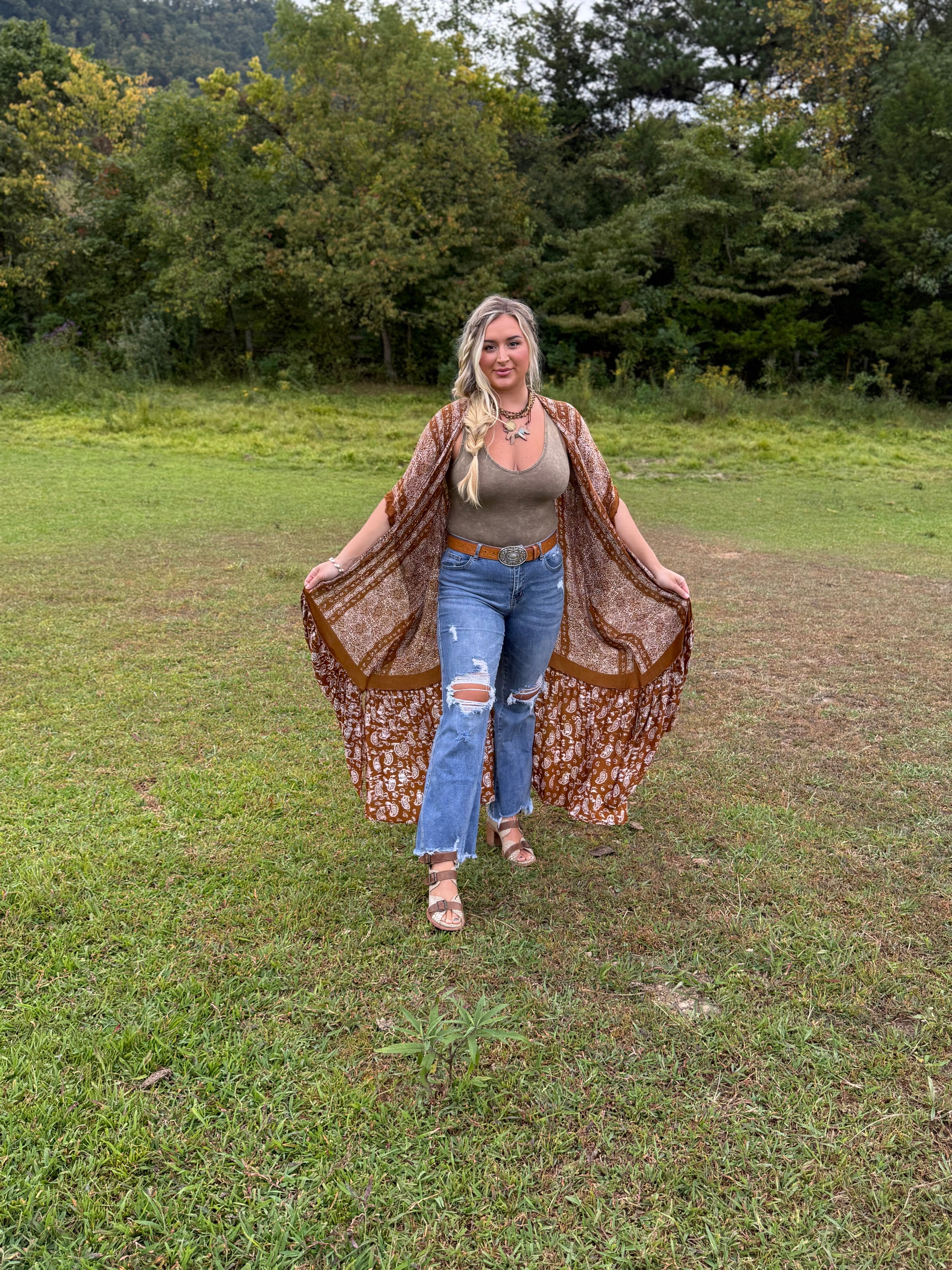 Rustic Spirit Brown Paisley Duster